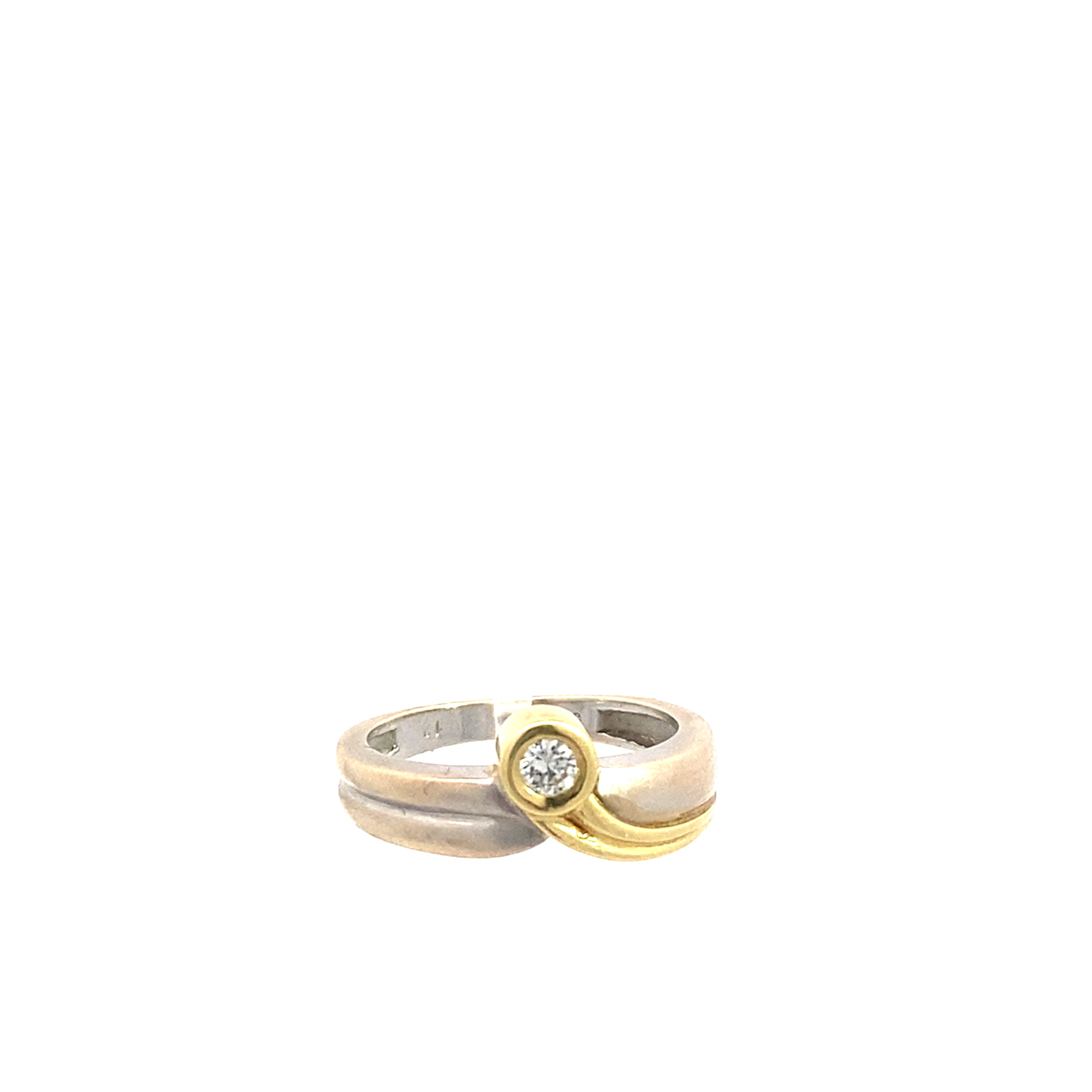 Ring Weißgold/Gelbgold 585/14 Karat mit kleinen Brilliant