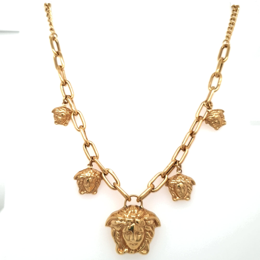 Damen Collier Gelbgold 750 18 kt Medusaanhänger