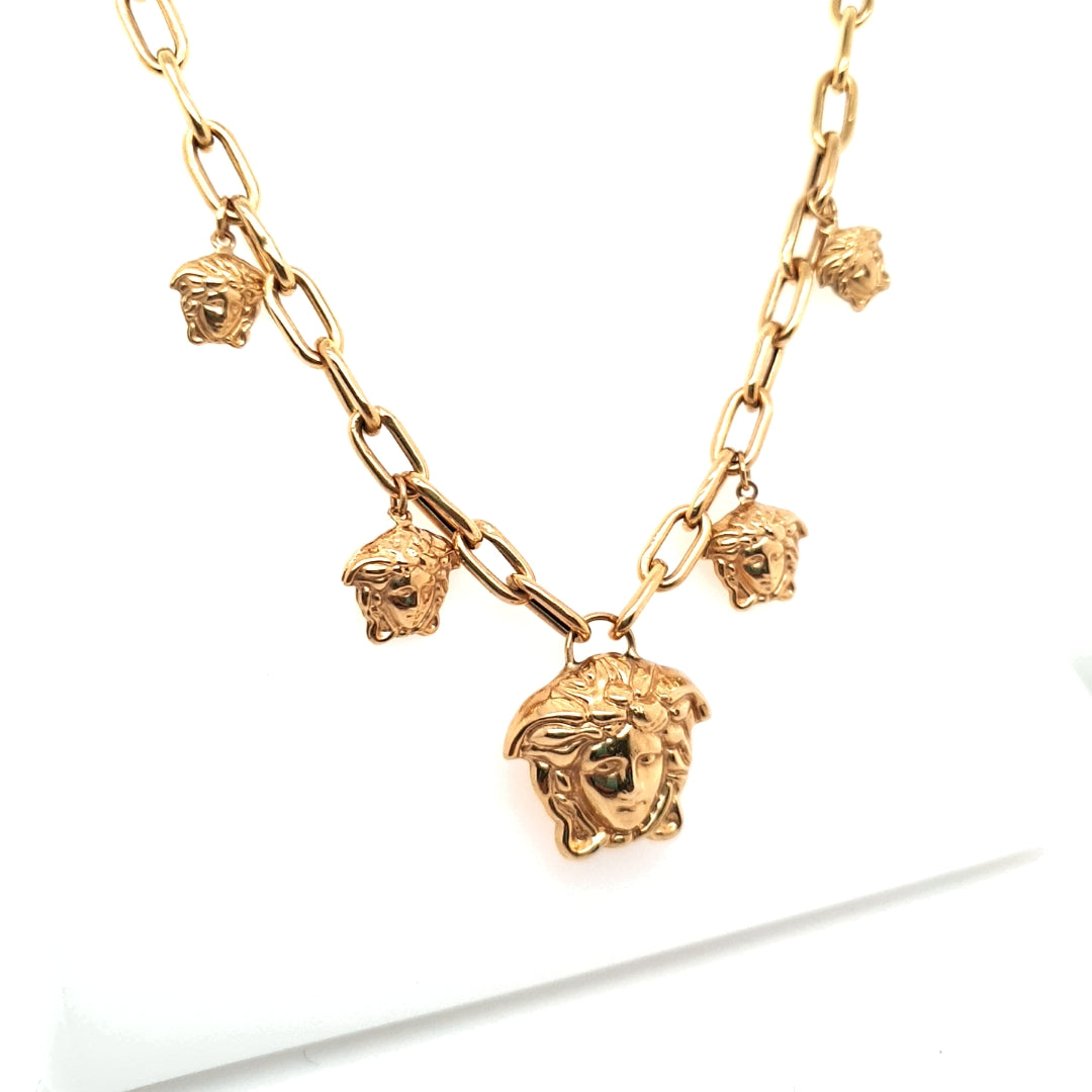 Damen Collier Gelbgold 750 18 kt Medusaanhänger