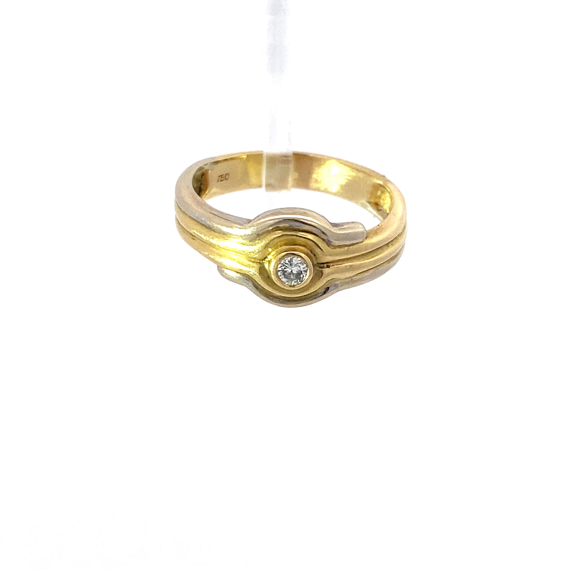Ring Gelbgold & Weißgold 750 18 Karat mit Brillant ca. 0,08 ct
