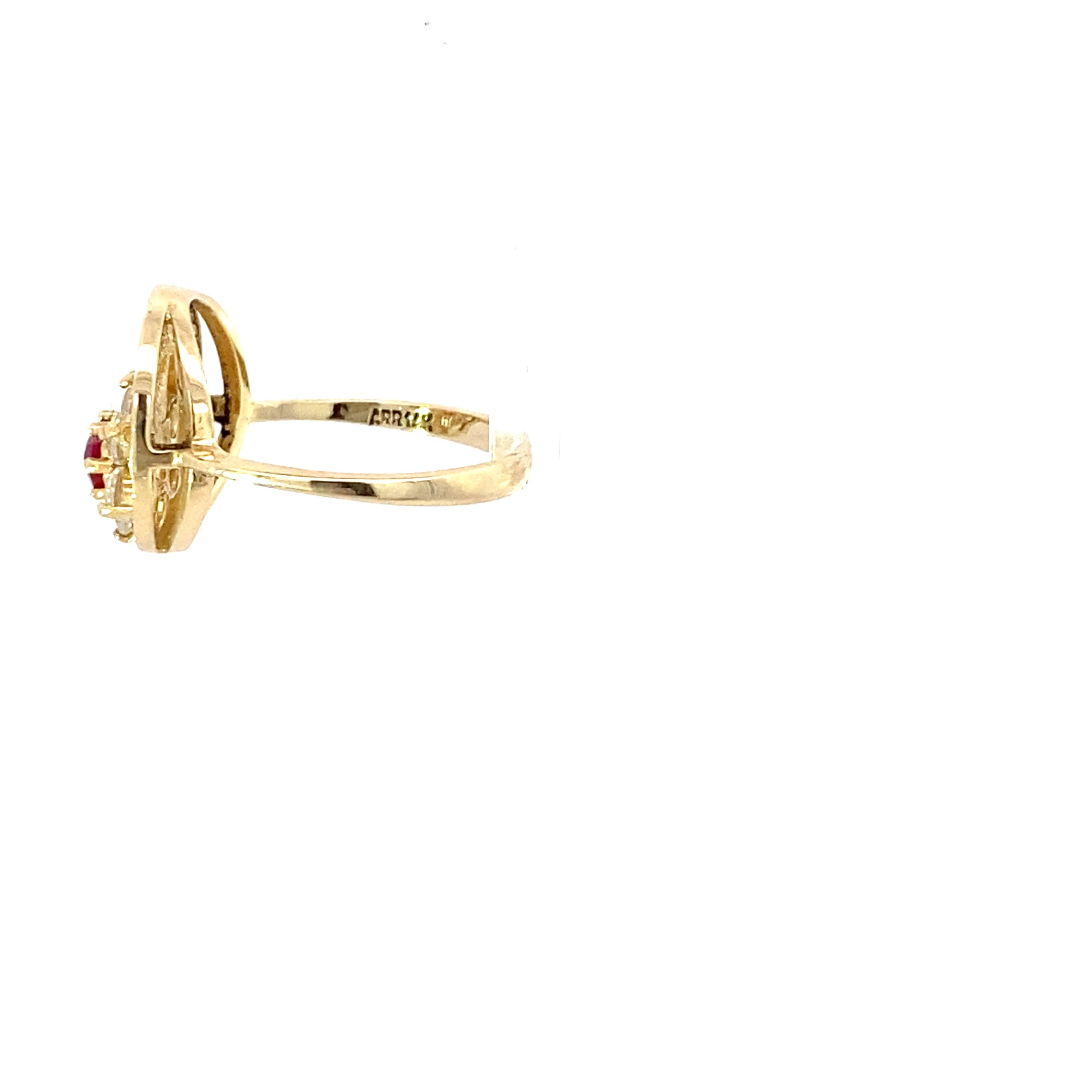 Ring Gelbgold 585/14 Karat mit rotem Farbstein