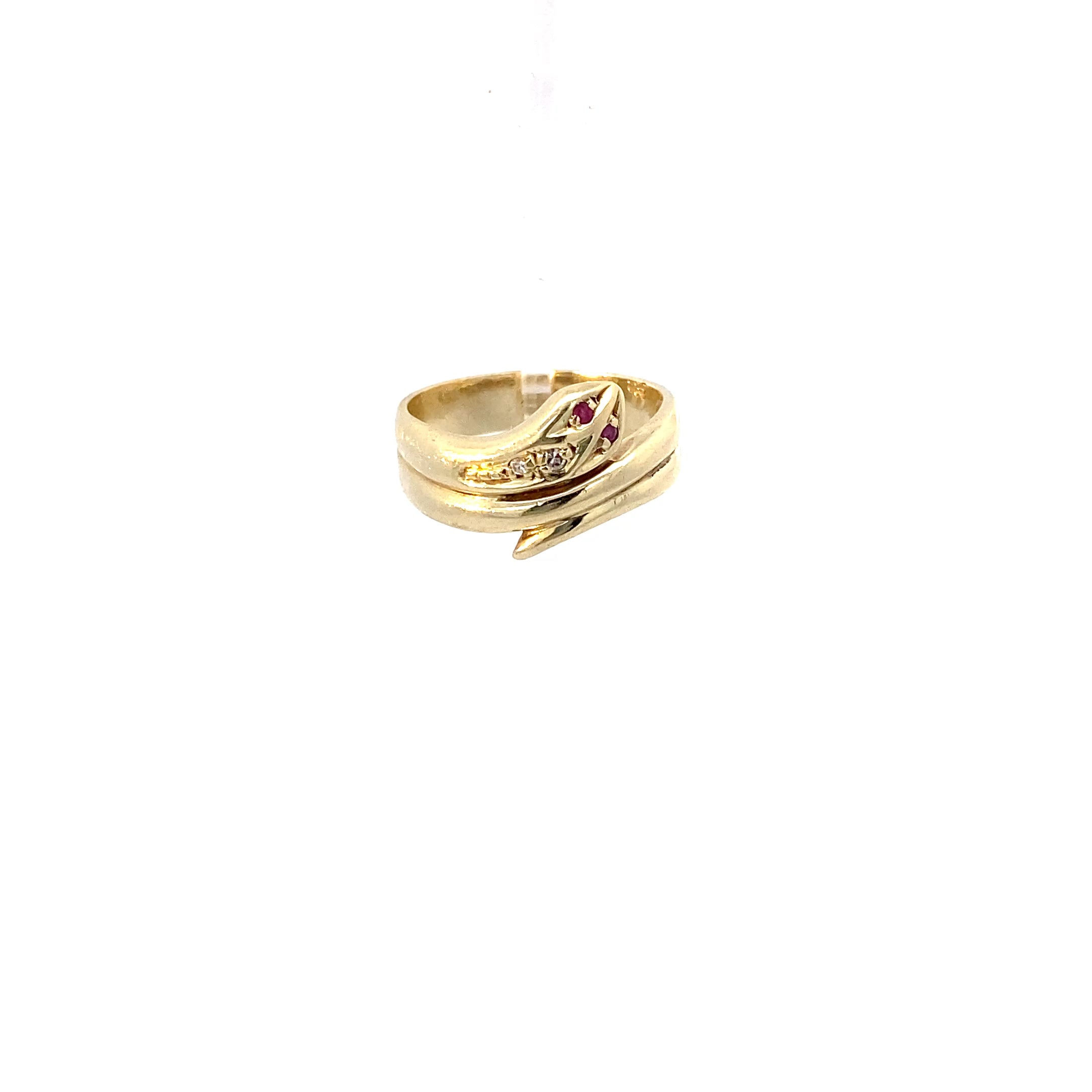 Ring Gelbgold 585/14 Karat Schlange mit 2 Brillanten