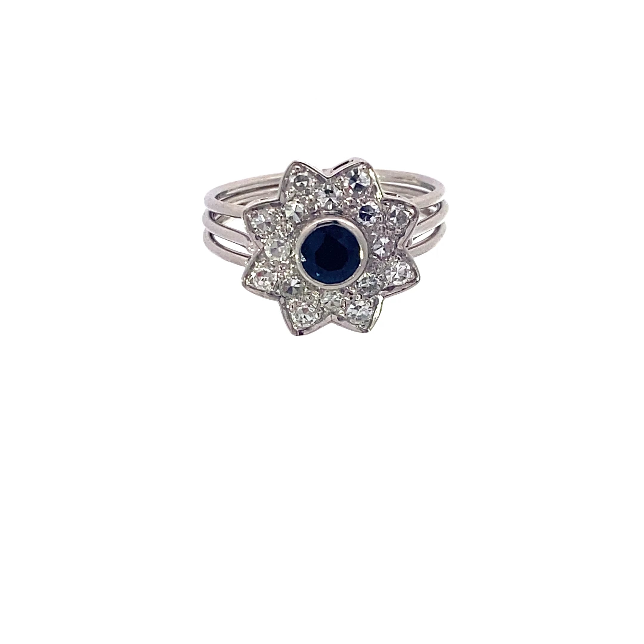 Diamanten Sternen / Schneeflocken Ring Weiß Gold 585 14 Karat