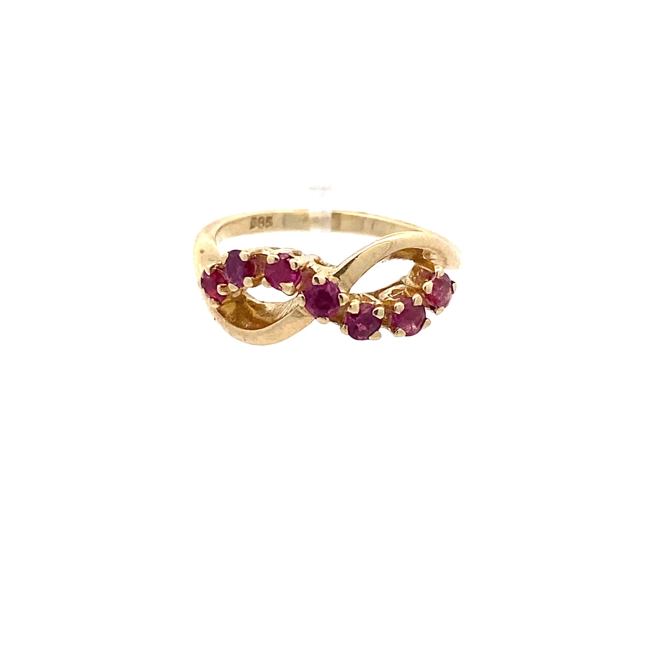 Ring Gelb Gold 585 14 Karat mit Farbsteinen rosa