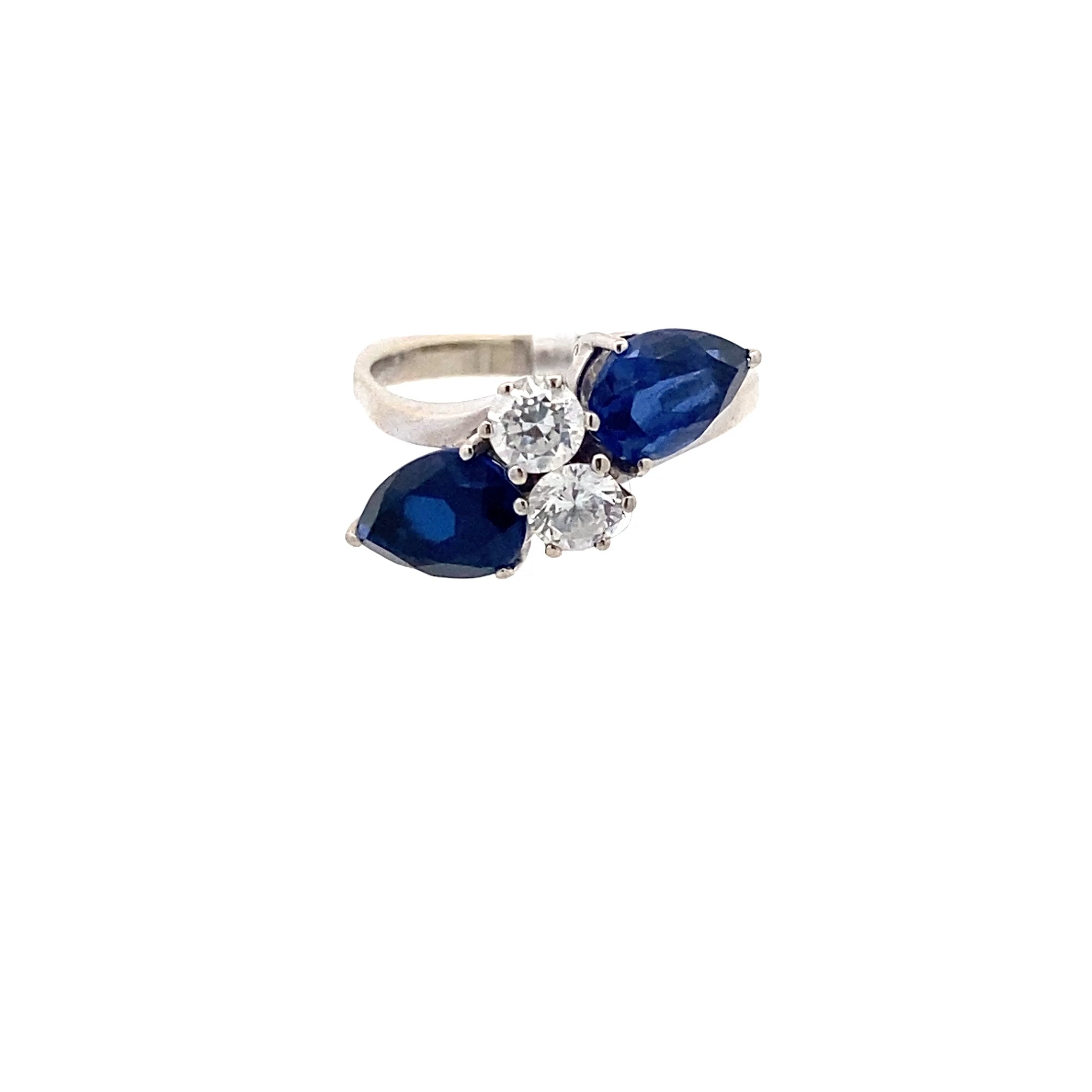 Ring Weißgold mit Farbsteinen blau und Zirkonia 585 14 Karat