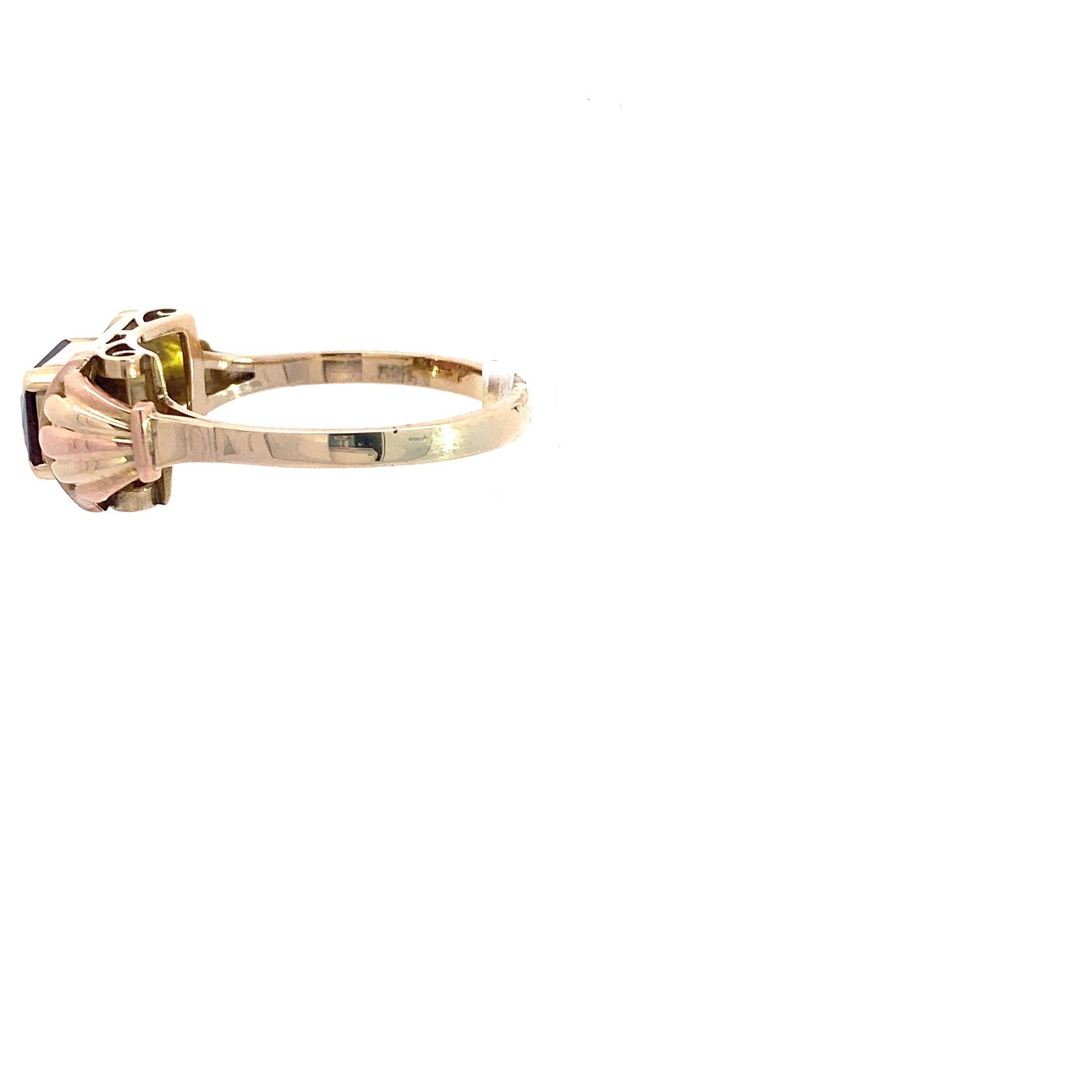 Ring Gelbgold 585 14 Karat mit Farbstein rot
