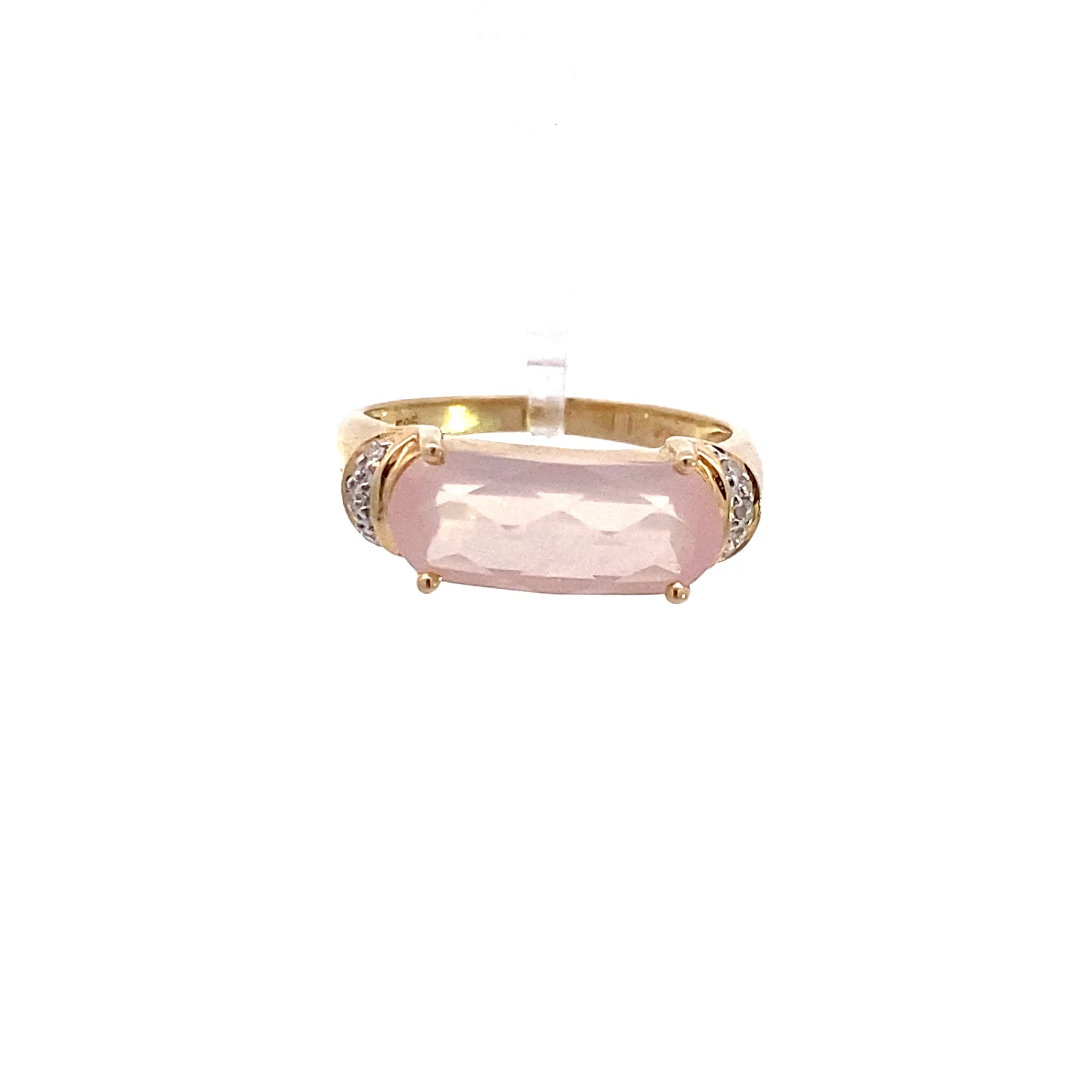 Ring Gelbgold 585 14 Karat Farbstein pastell rosa