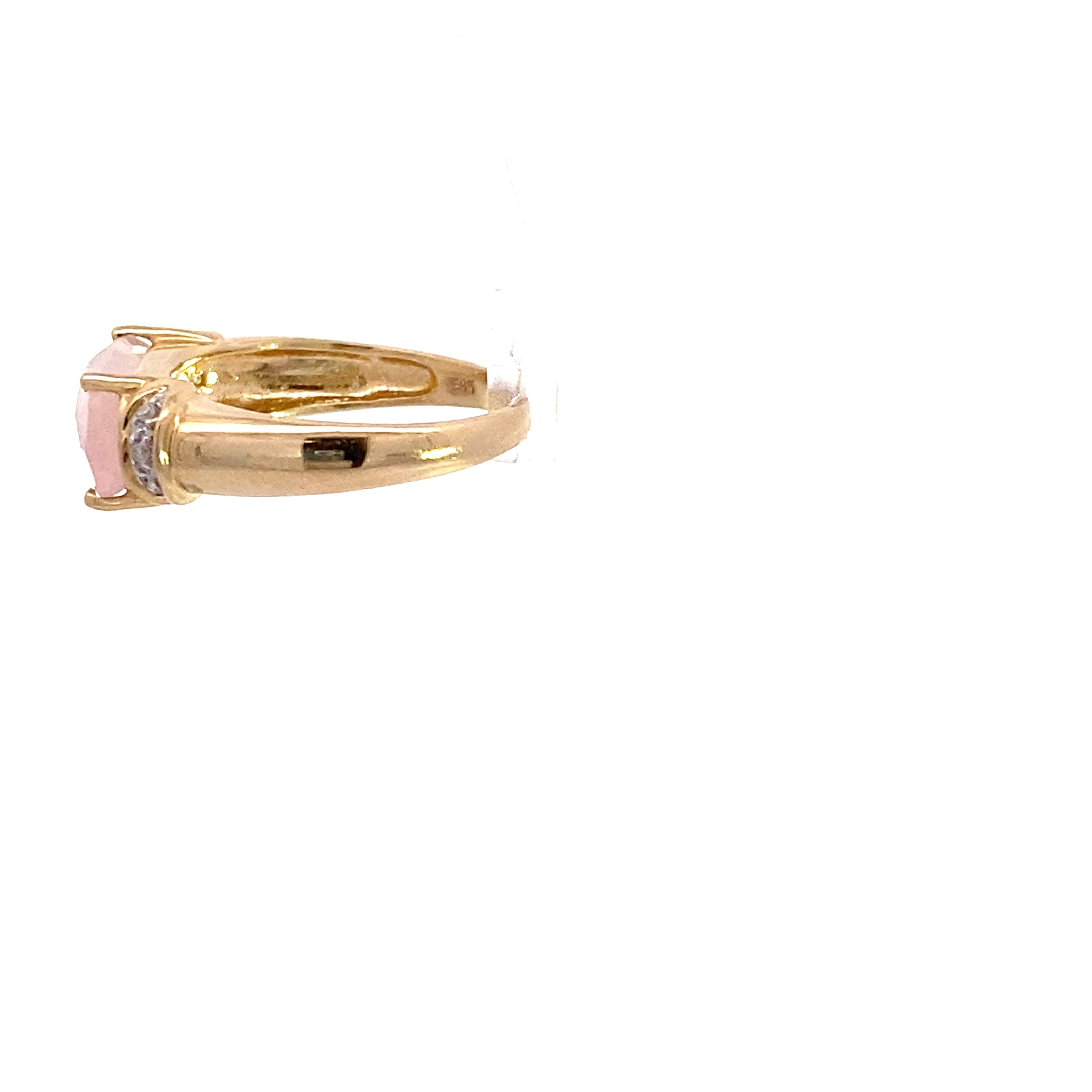 Ring Gelbgold 585 14 Karat Farbstein pastell rosa