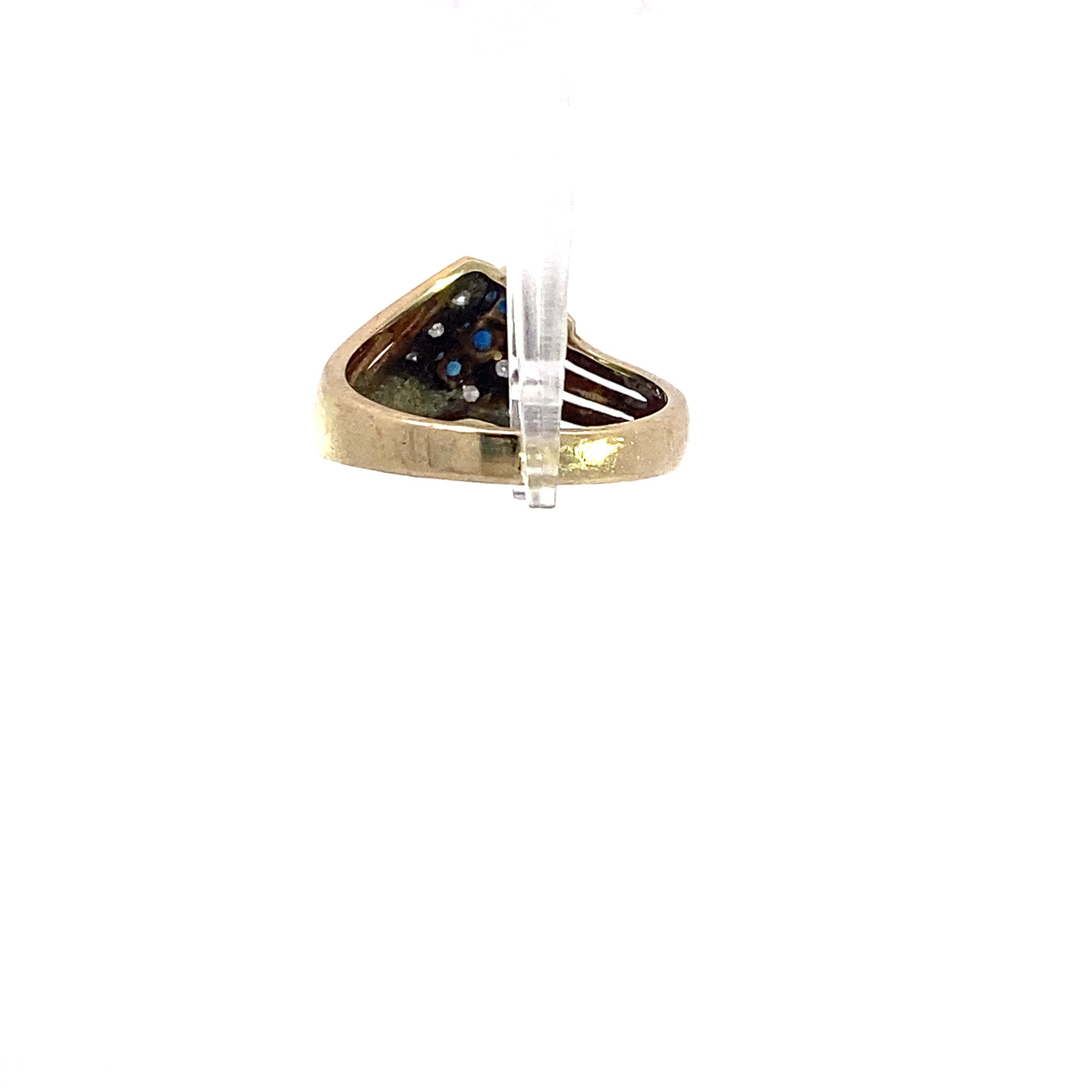 Ring Gelbgold 333 8 Karat mit blauen Farbsteinen