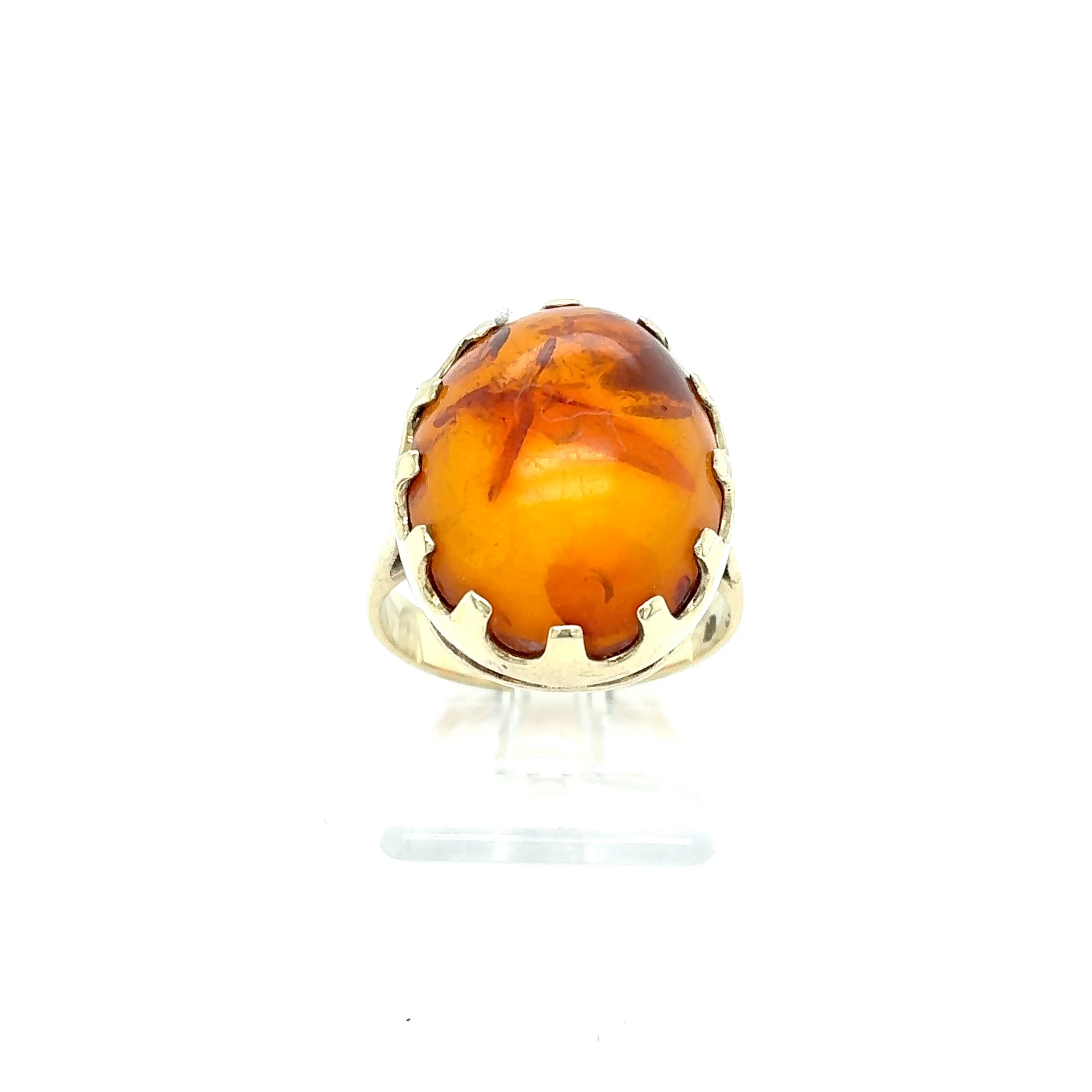 Ring Goldring Farbstein braun 333/8 kt Gelbgold Gr.55