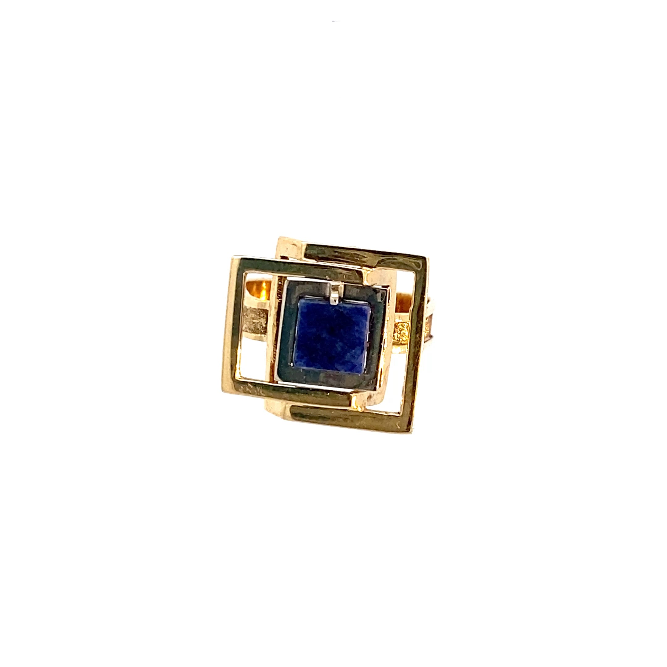 Ring Gelbgold 585/14 Karat einem blauen Farbstein
