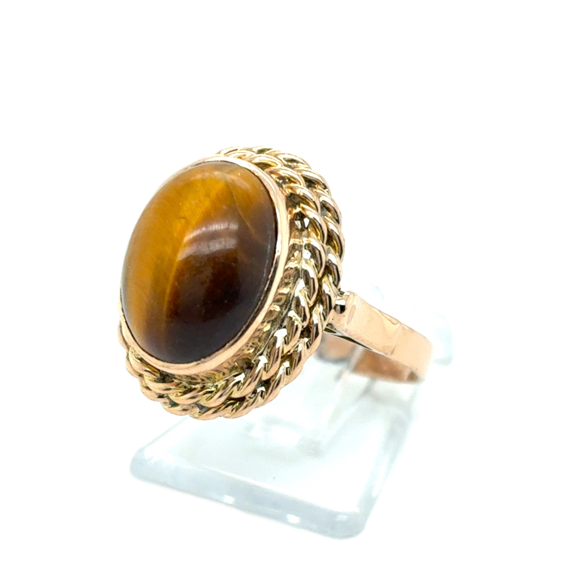 Ring Goldring Farbstein braun 585/14 Karat Gelbgold Gr.55