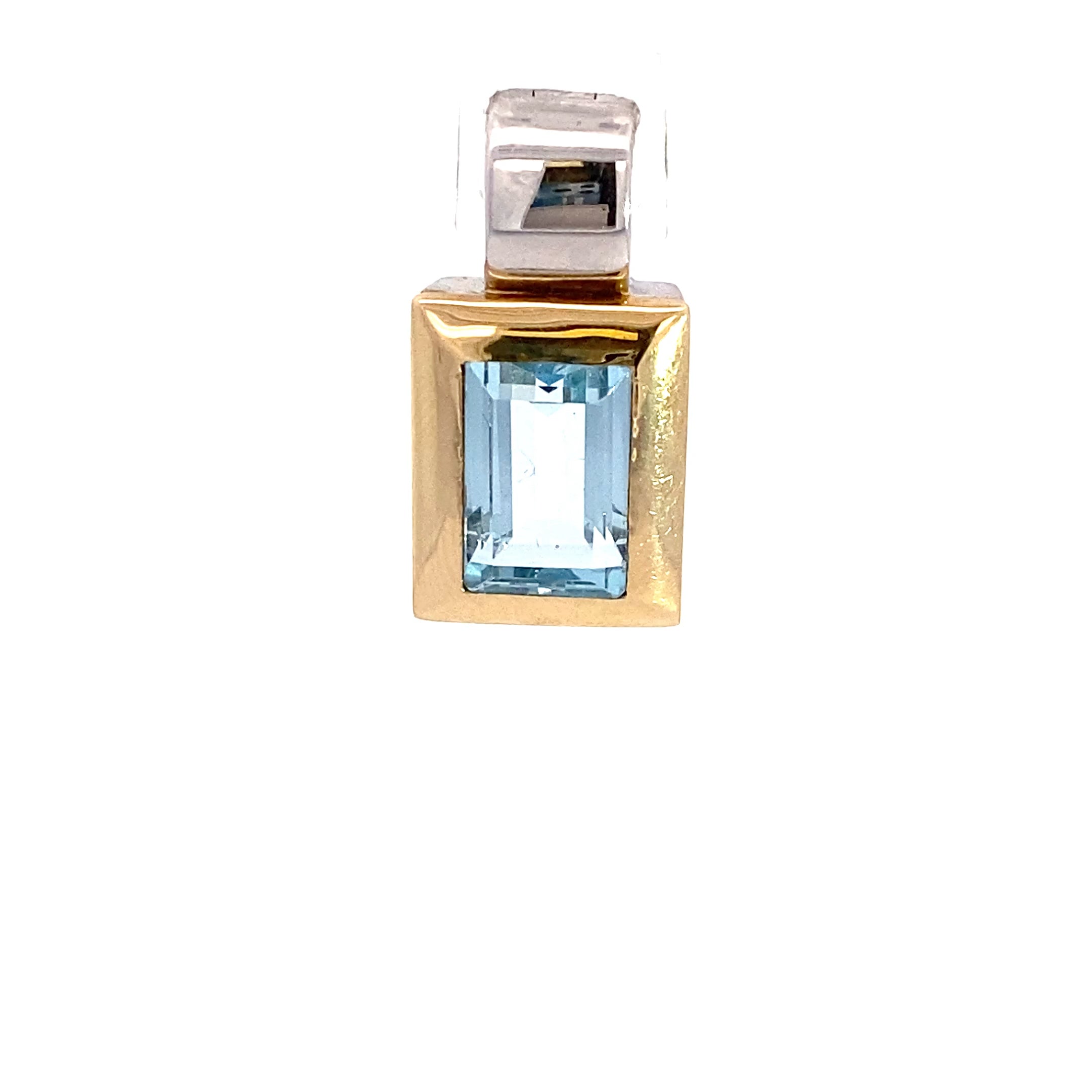 Schmuckanhänger 585 Gelbgold/Weißgold mit hellblauen Stein
