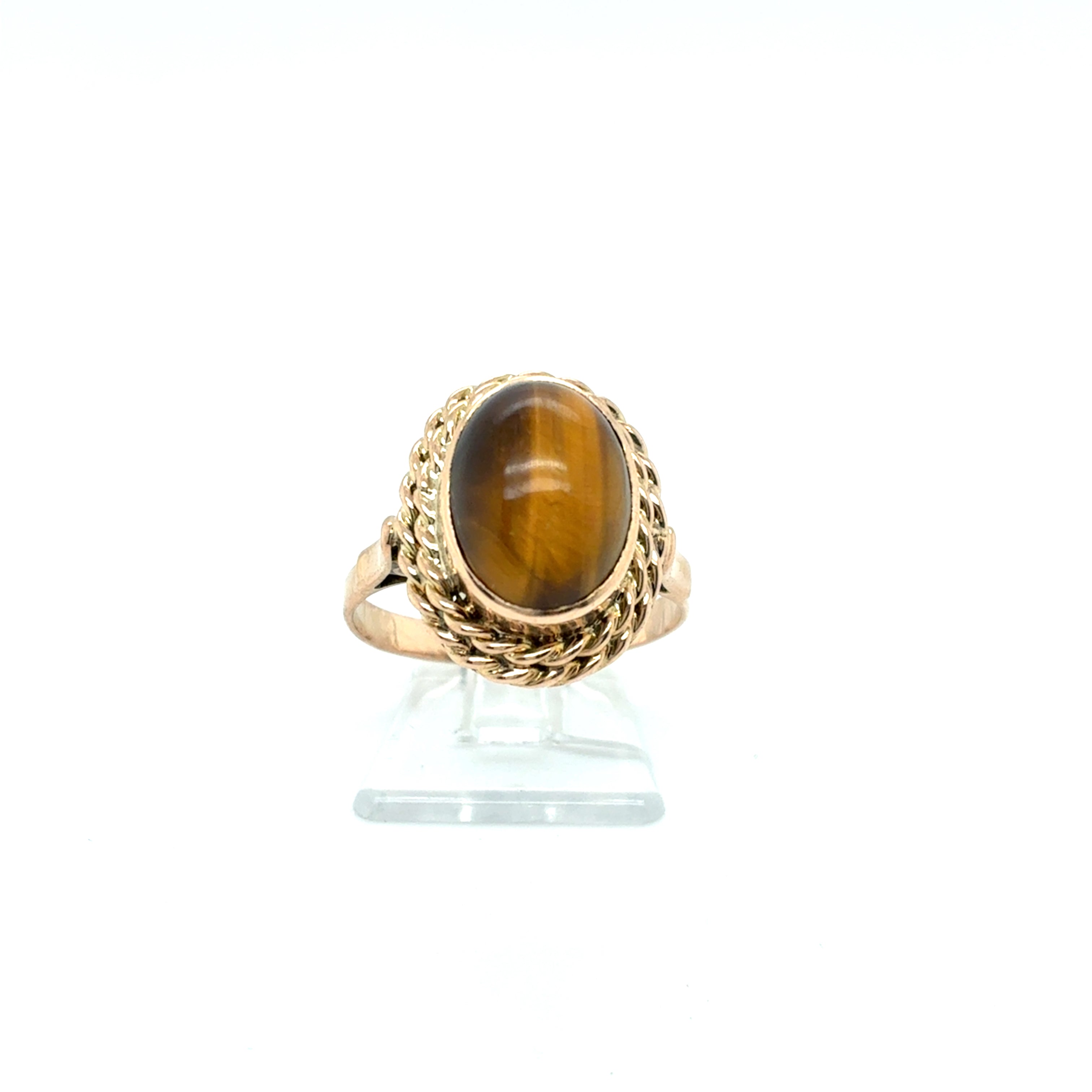 Ring Goldring Farbstein braun 585/14 Karat Gelbgold Gr.55