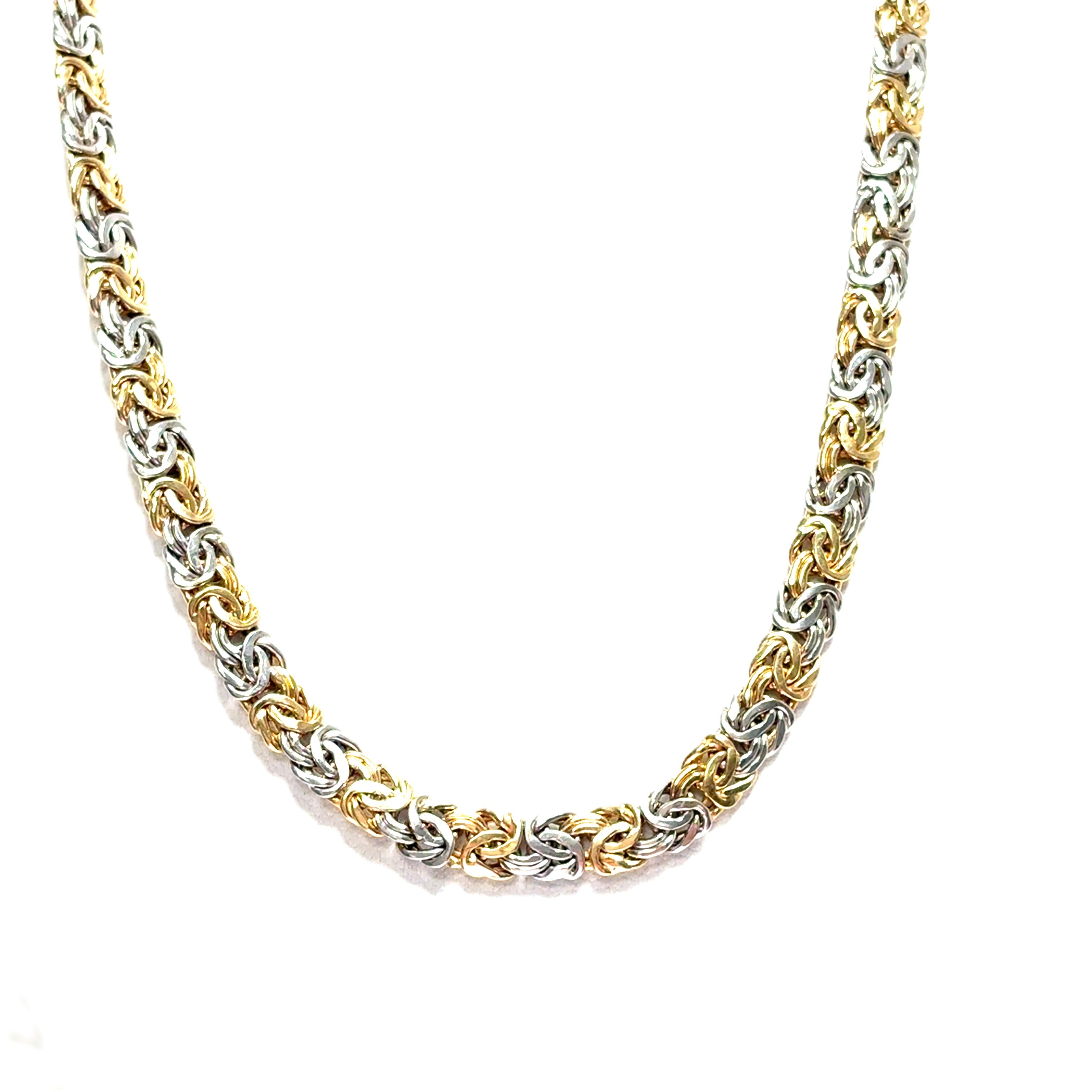Flache Königskette ca.63cm Gelb-/Weißgold 585/14kt