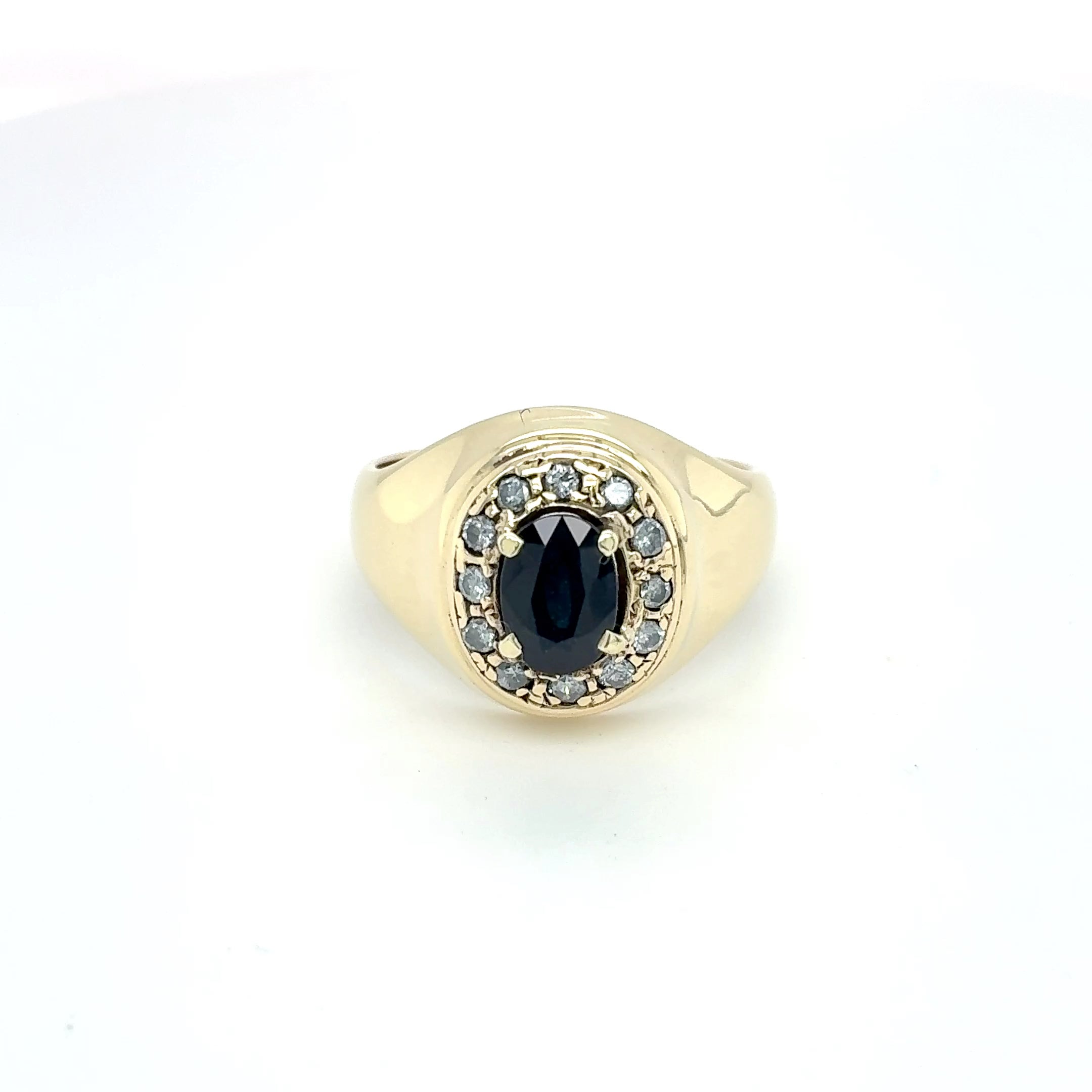 Goldring Ring Brillanten Saphir 585/14 KT Gr.56