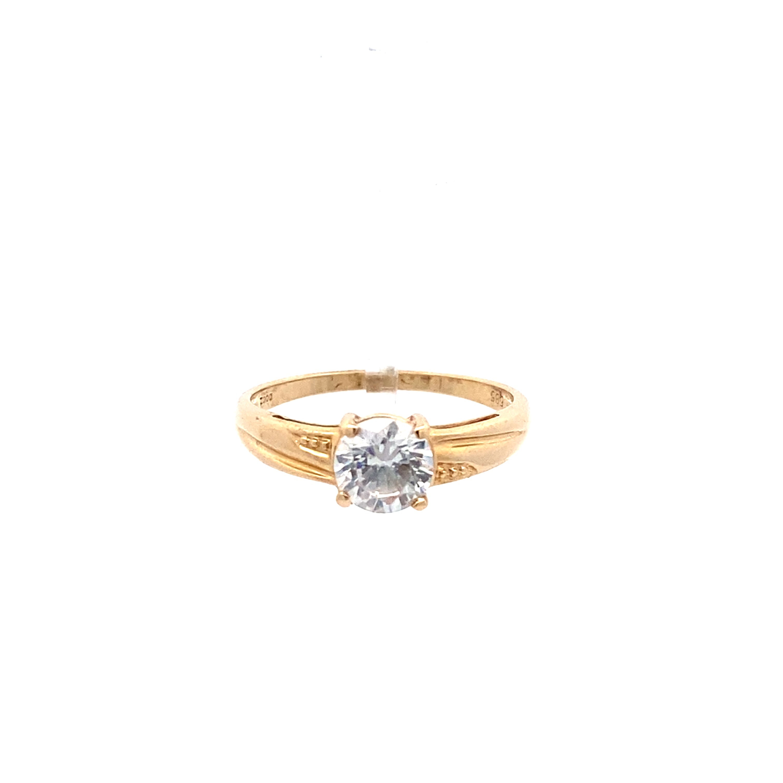 Zeitloser Damenring Gelbgold 585 mit farblosen Stein