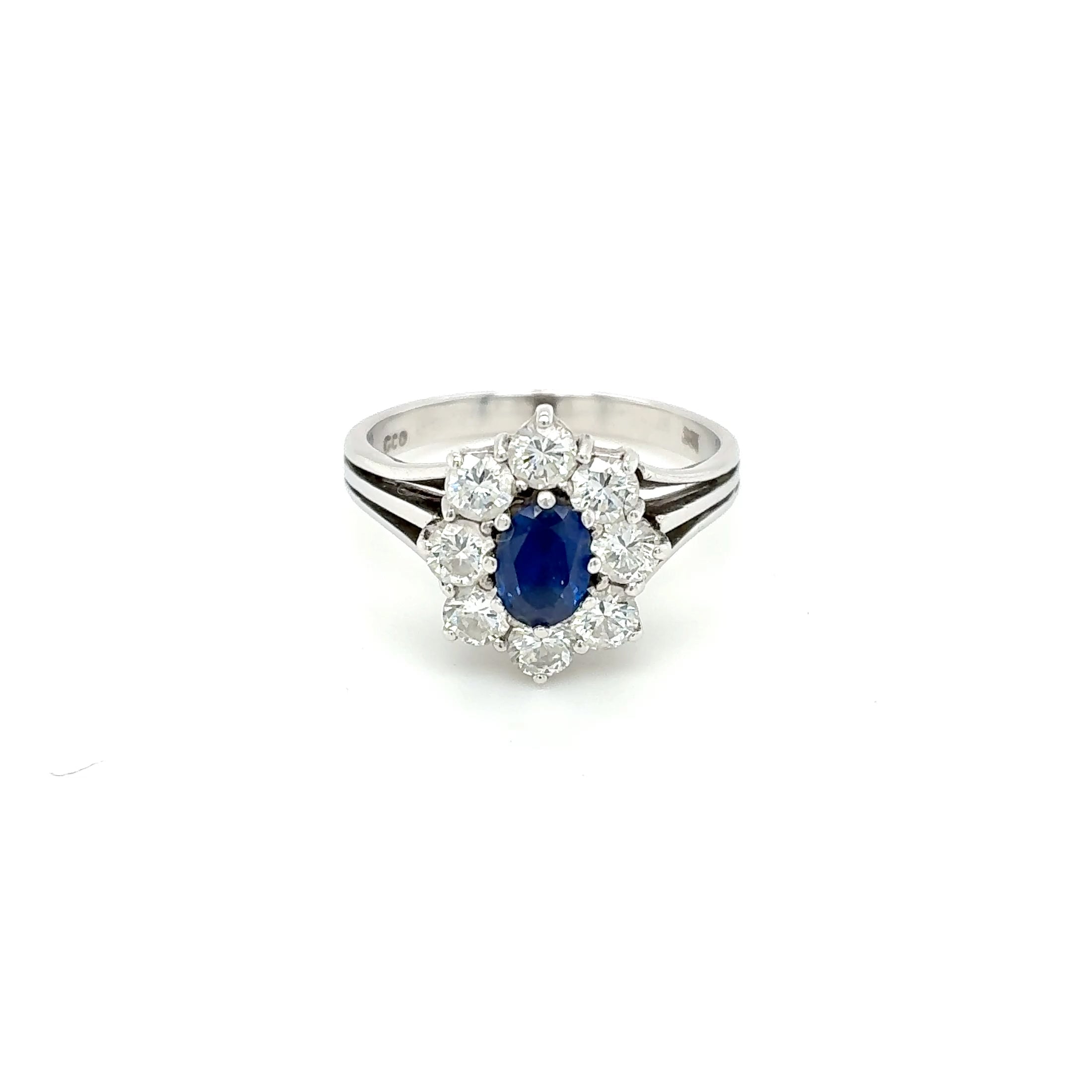 Brillant Saphir Ring 585 Weißgold 14kt Gr. 55