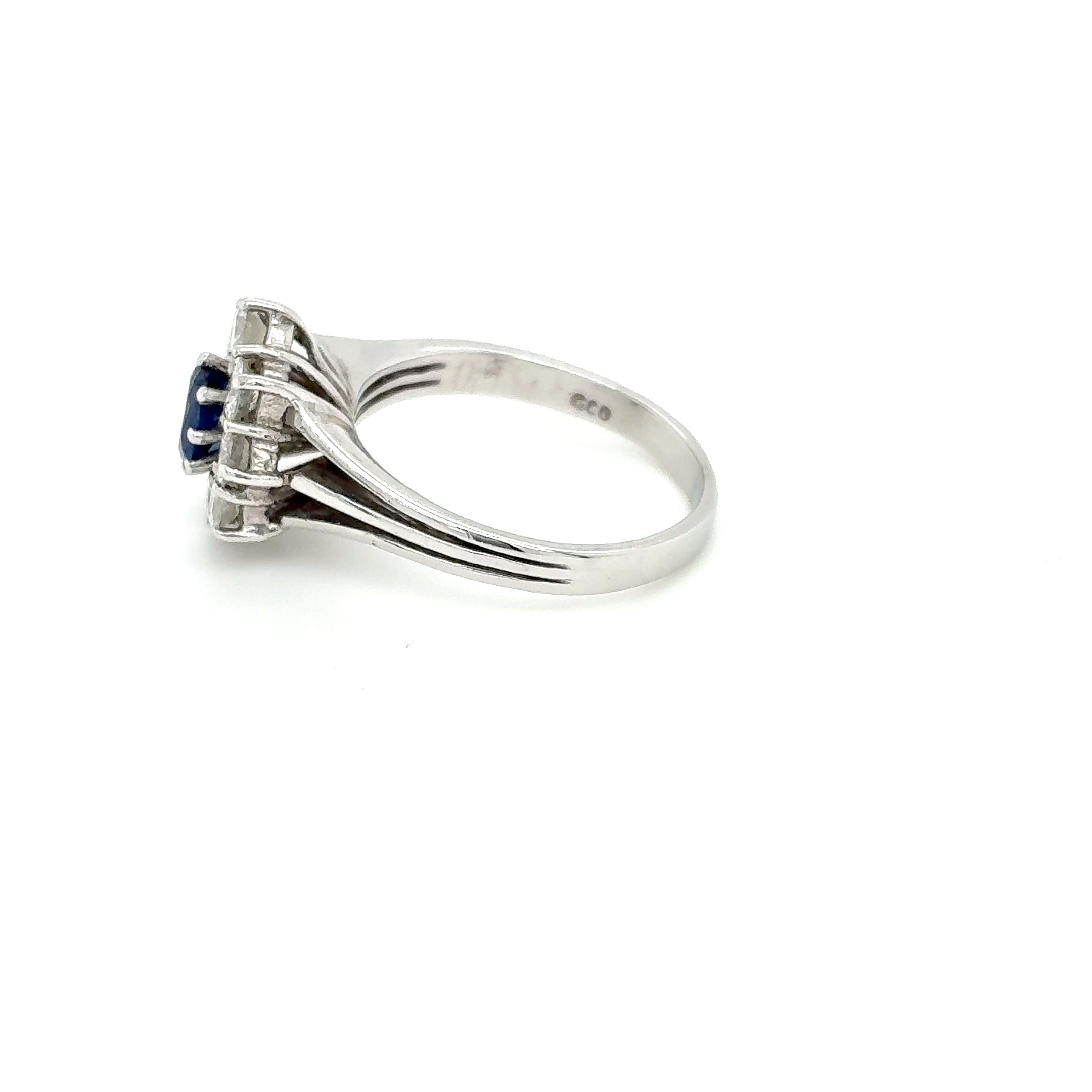 Brillant Saphir Ring 585 Weißgold 14kt Gr. 55
