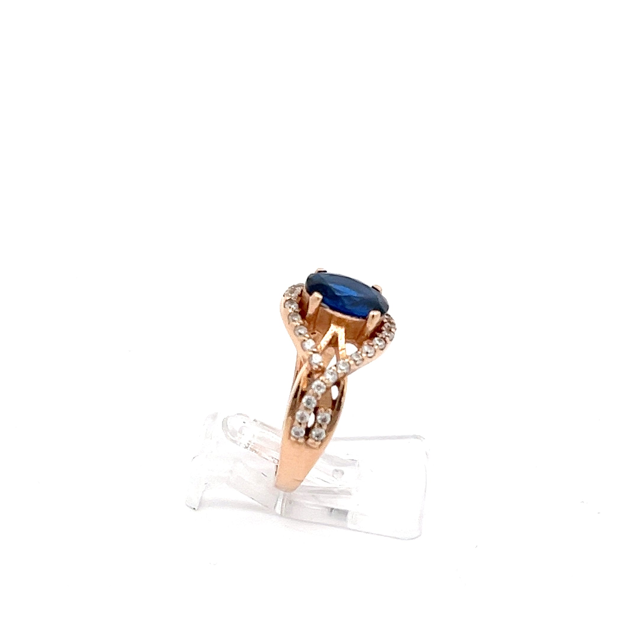 Ring Rotgold 585/14kt mit Farbstein blau Gr. 52