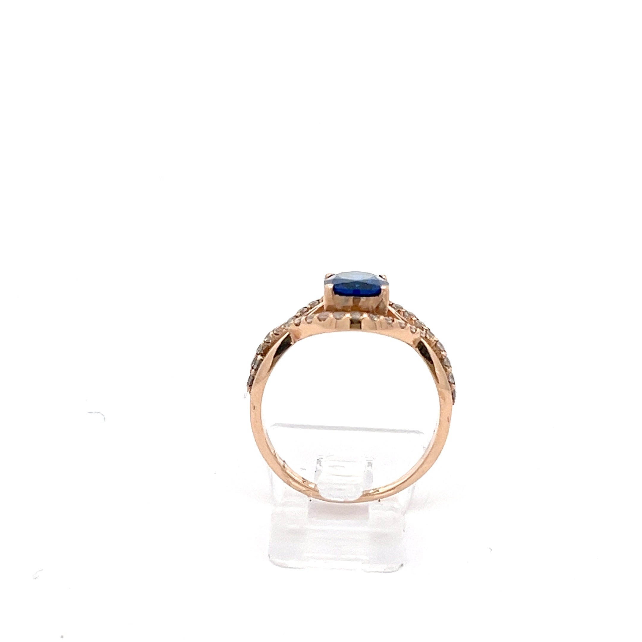 Ring Rotgold 585/14kt mit Farbstein blau Gr. 52