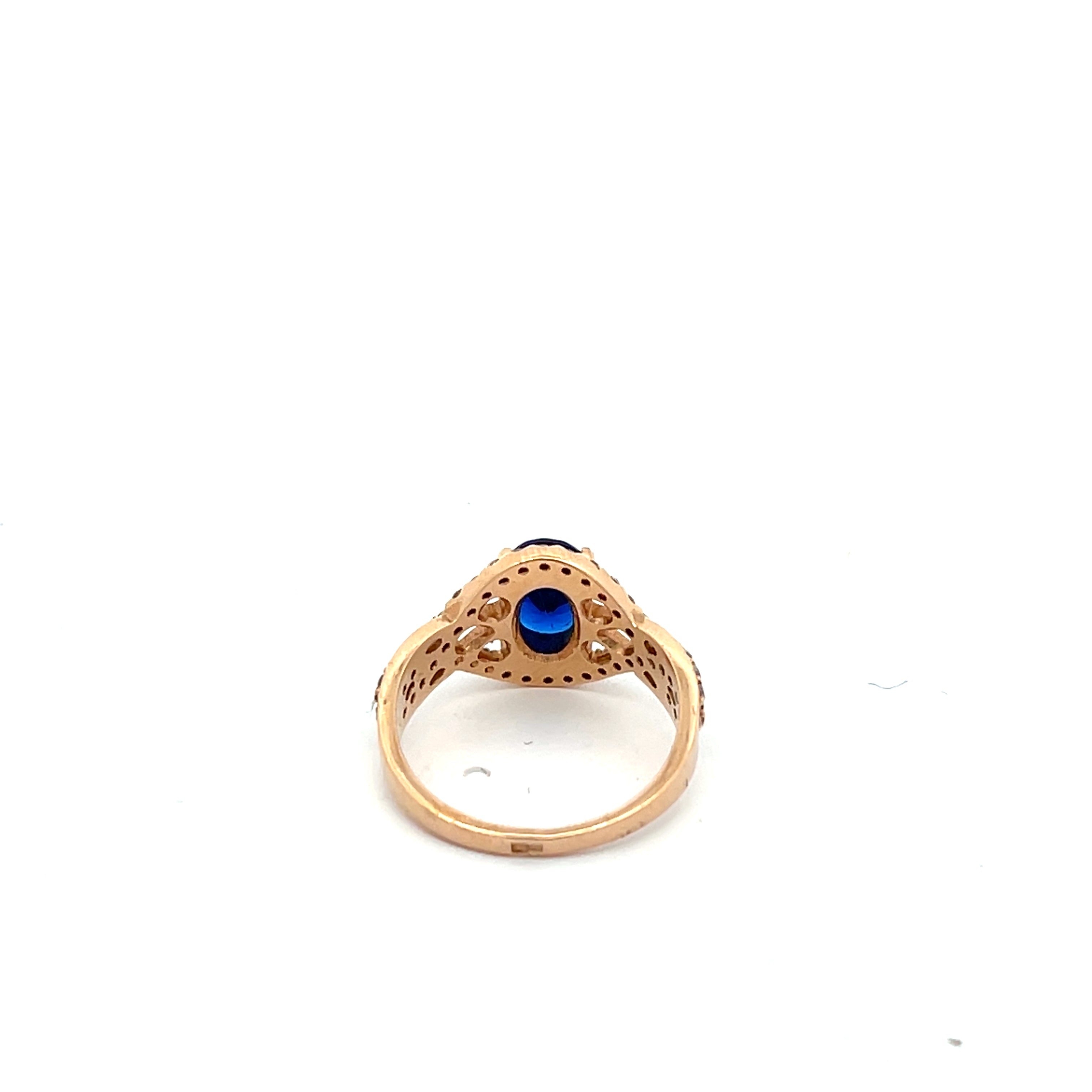 Ring Rotgold 585/14kt mit Farbstein blau Gr. 52