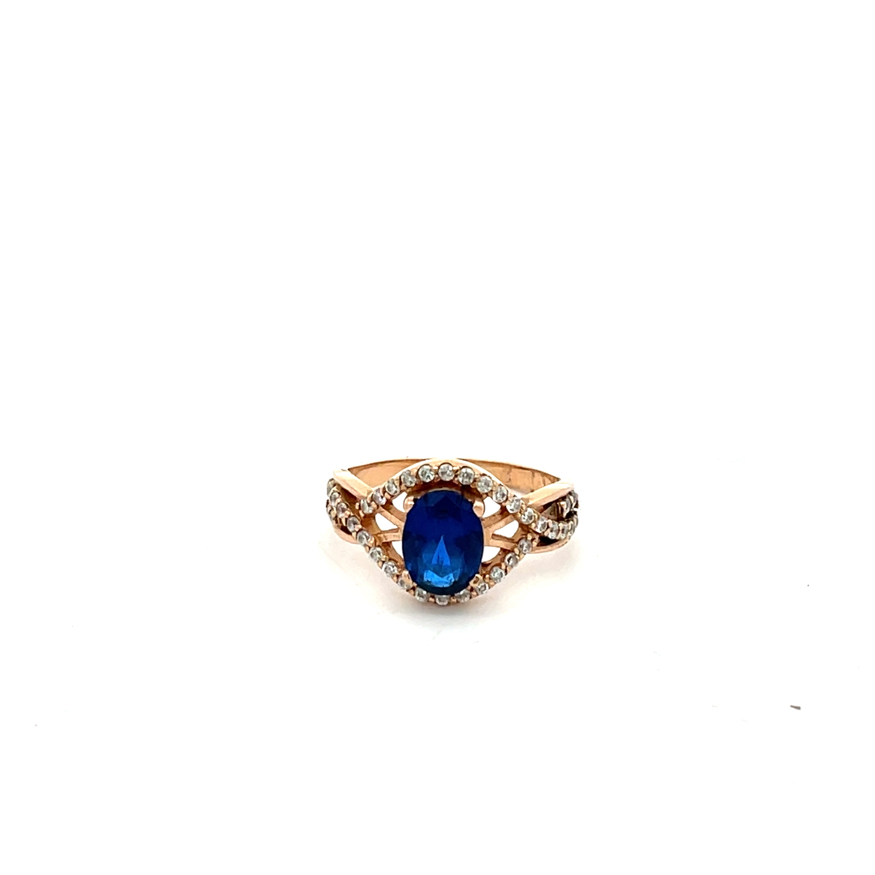 Ring Rotgold 585/14kt mit Farbstein blau Gr. 52