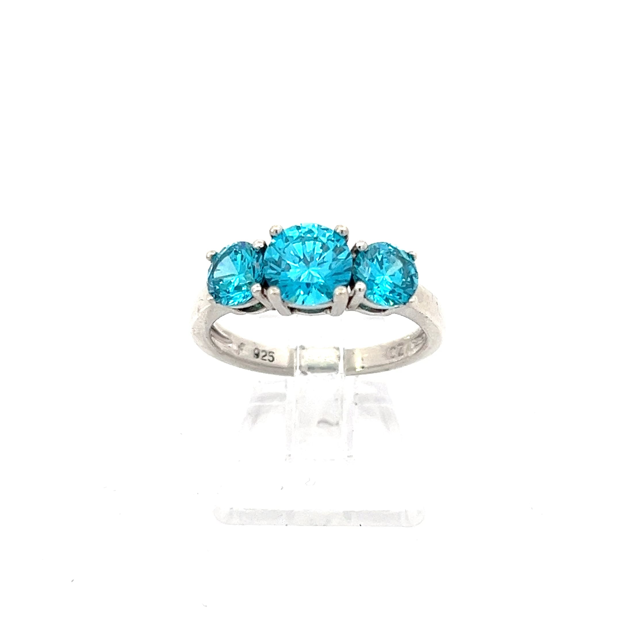Sterling Silber Ring mit Farbsteinen blau 53*