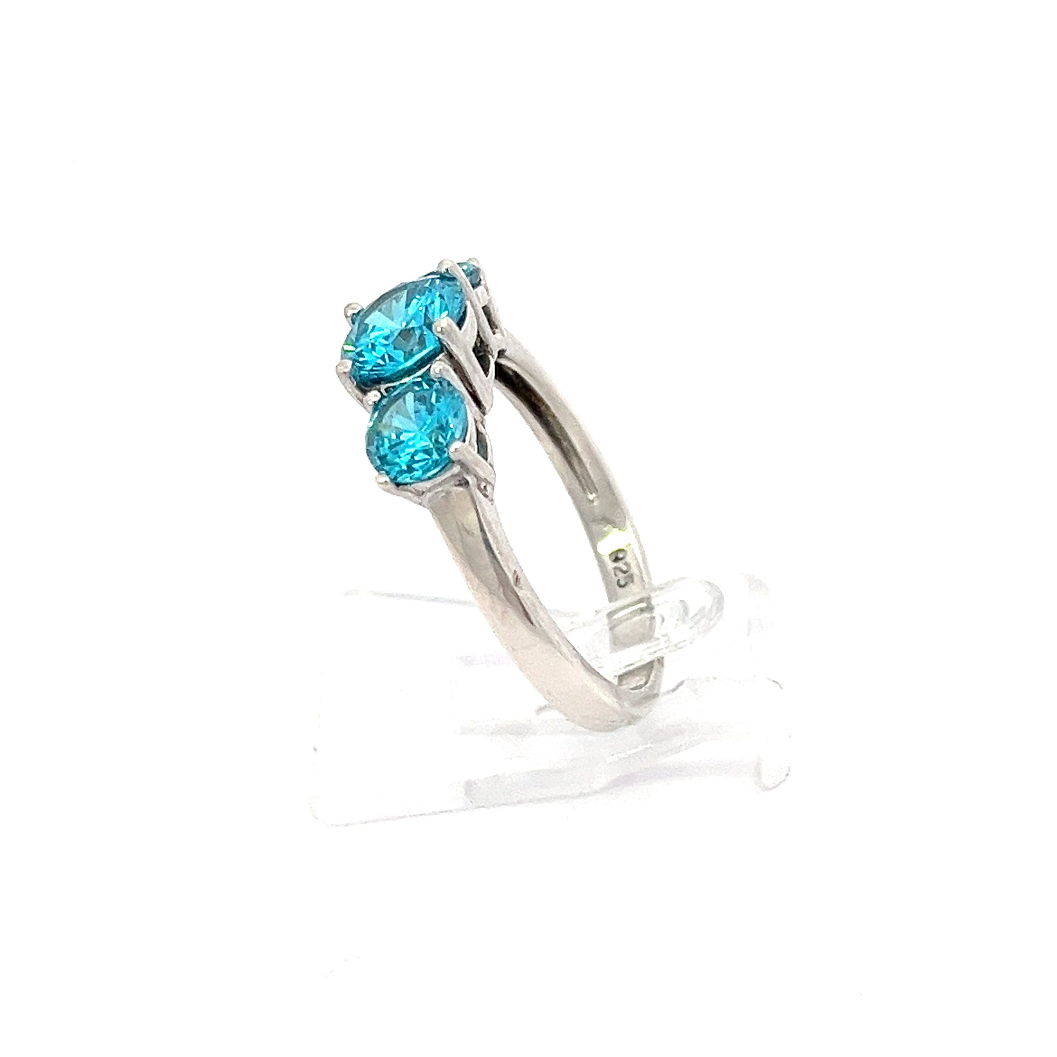 Sterling Silber Ring mit Farbsteinen blau 53*