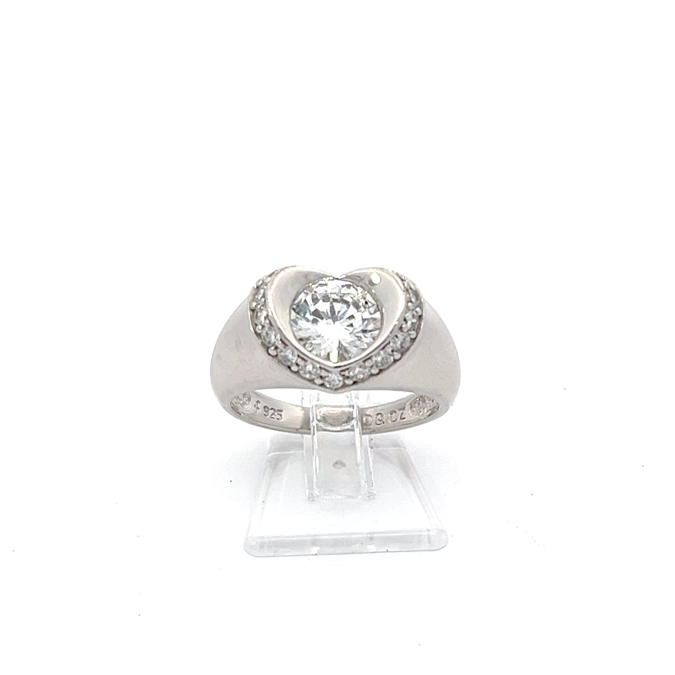 Sterling Silber Ring mit Farblosensteinen 54*