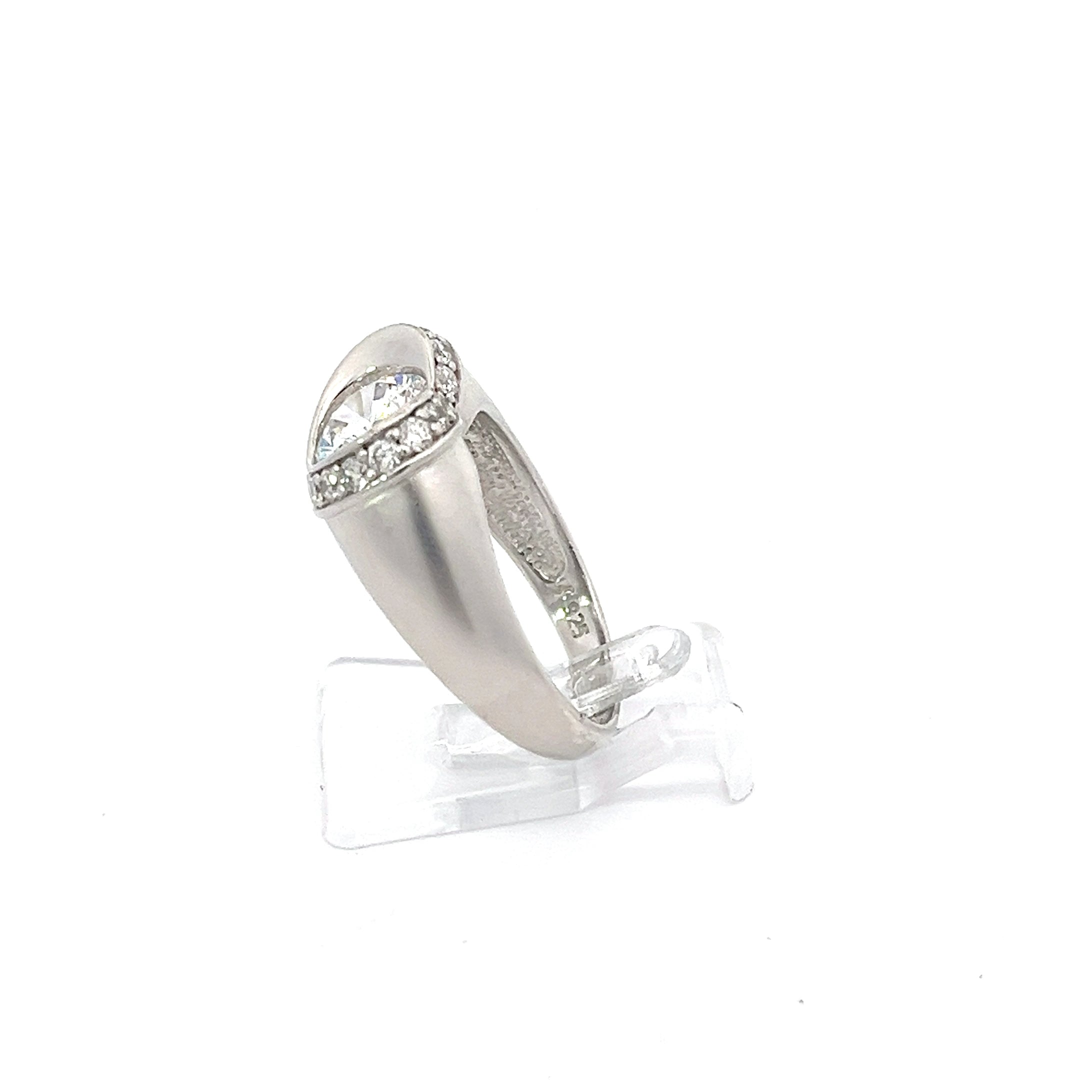 Sterling Silber Ring mit Farblosensteinen 54*