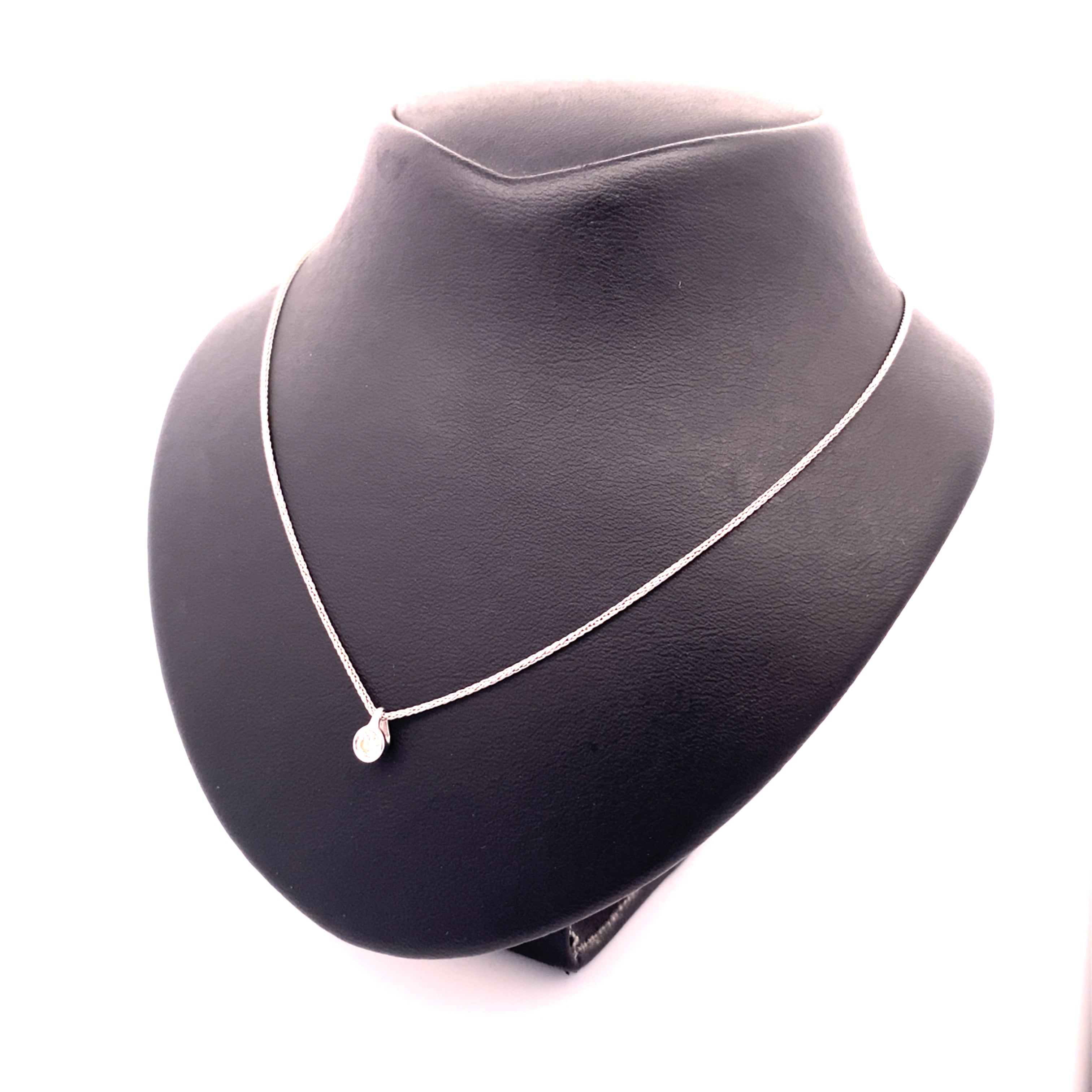 Feine Kette Weißgold 585 mit Anhänger mit 1 Brillant ca.0,01 ct