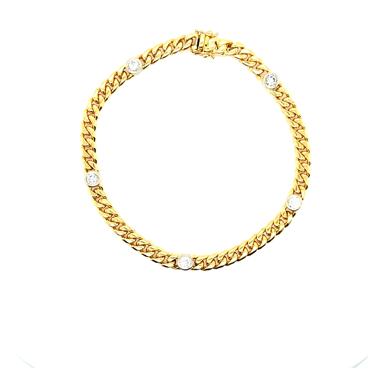 Panzerkettenarmband Gelbgold 750/18kt Brillanten ca.18,5cm