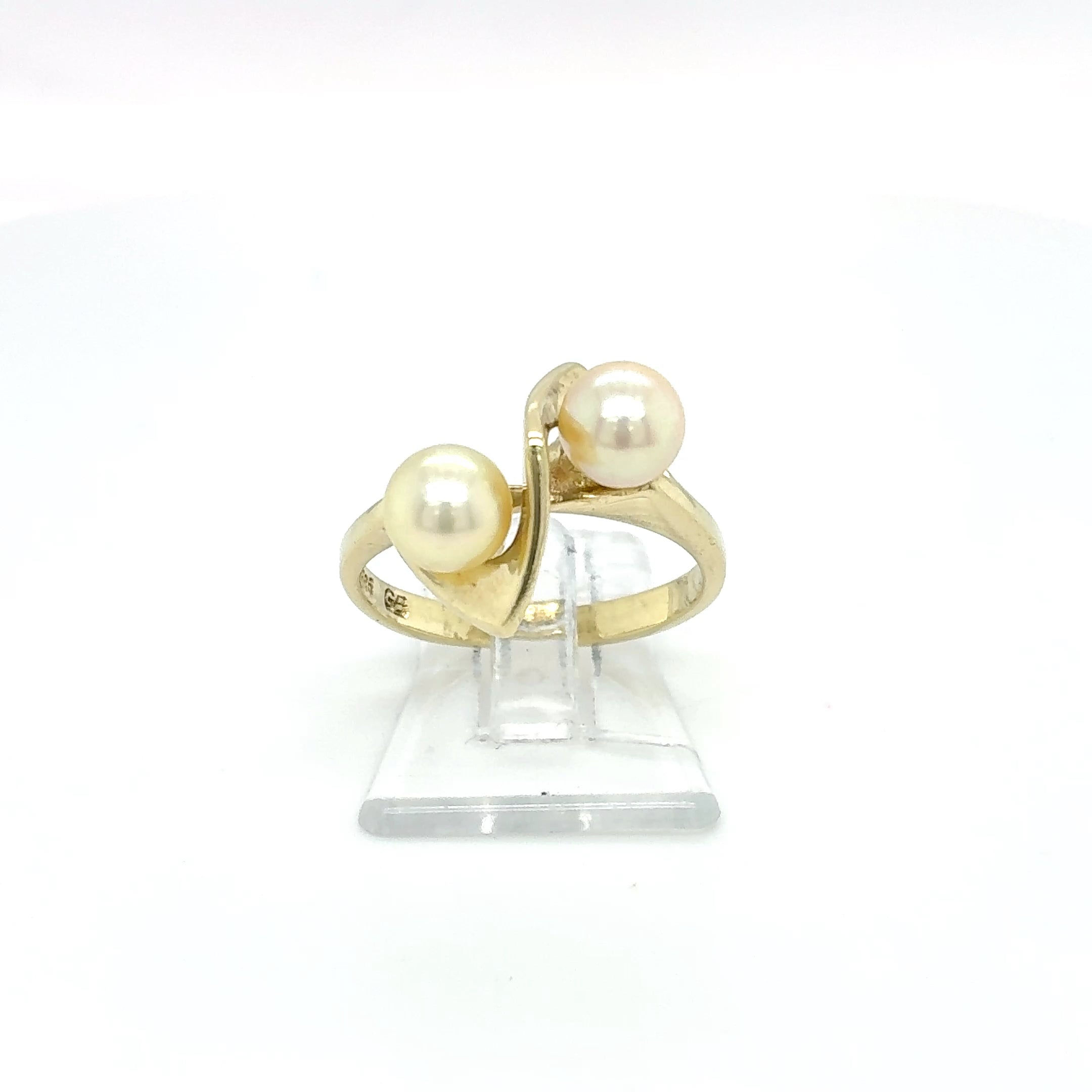 Damenring Gelbgold Perle 585 14kt Gold Gr.50