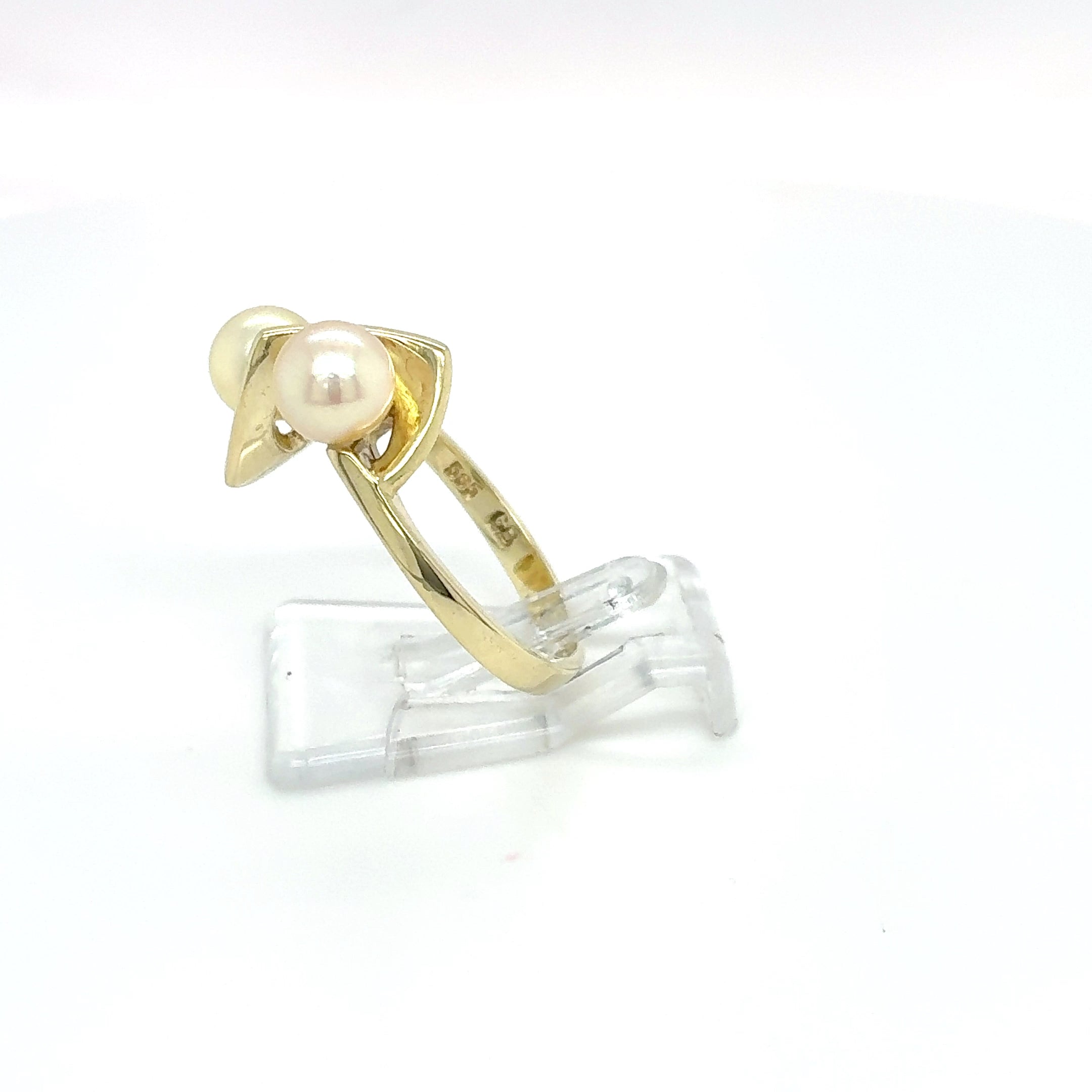 Damenring Gelbgold Perle 585 14kt Gold Gr.50