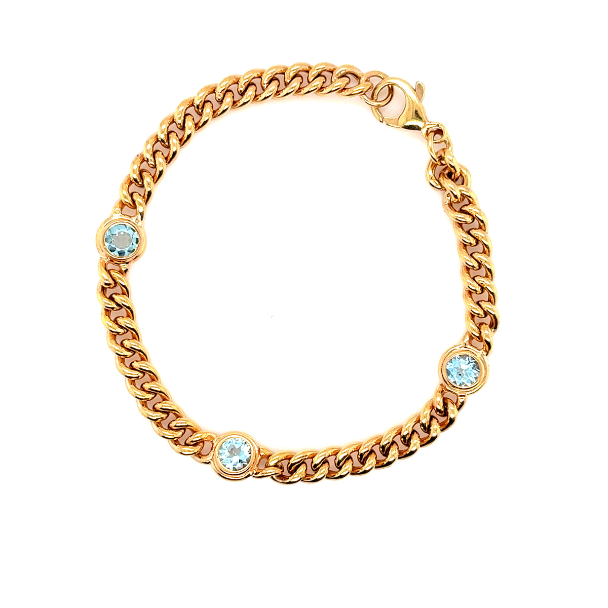 Panzerarmband Rotgold 585/14kt Aquamarin