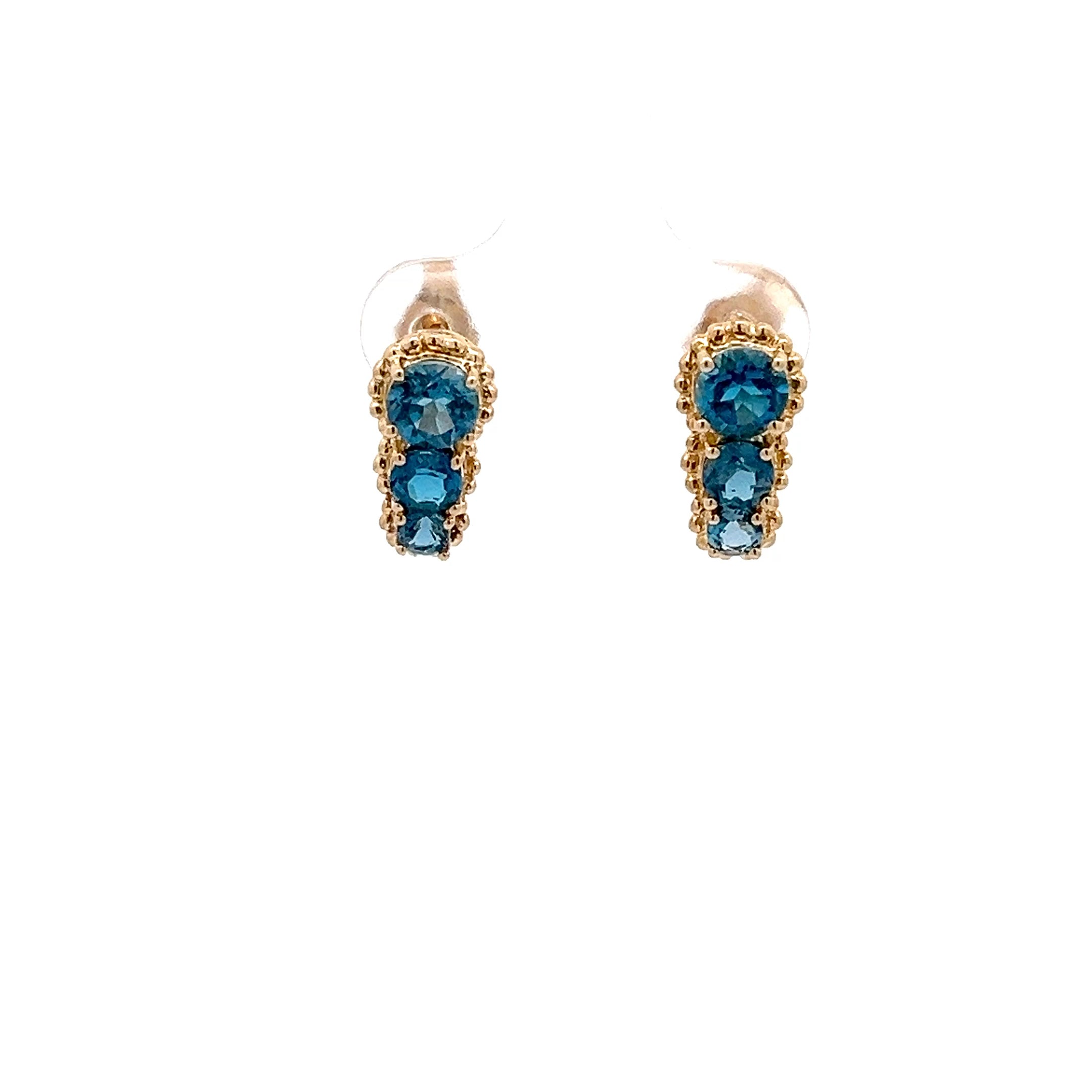 Ohrringe Gelbgold 375 9 Karat mit Farbstein Blau