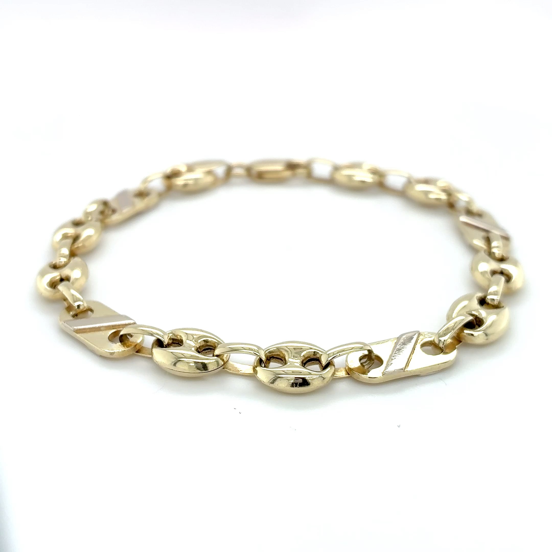 Bohnen-Platten-Armband Gold 585 Gelbgold 14Karat
