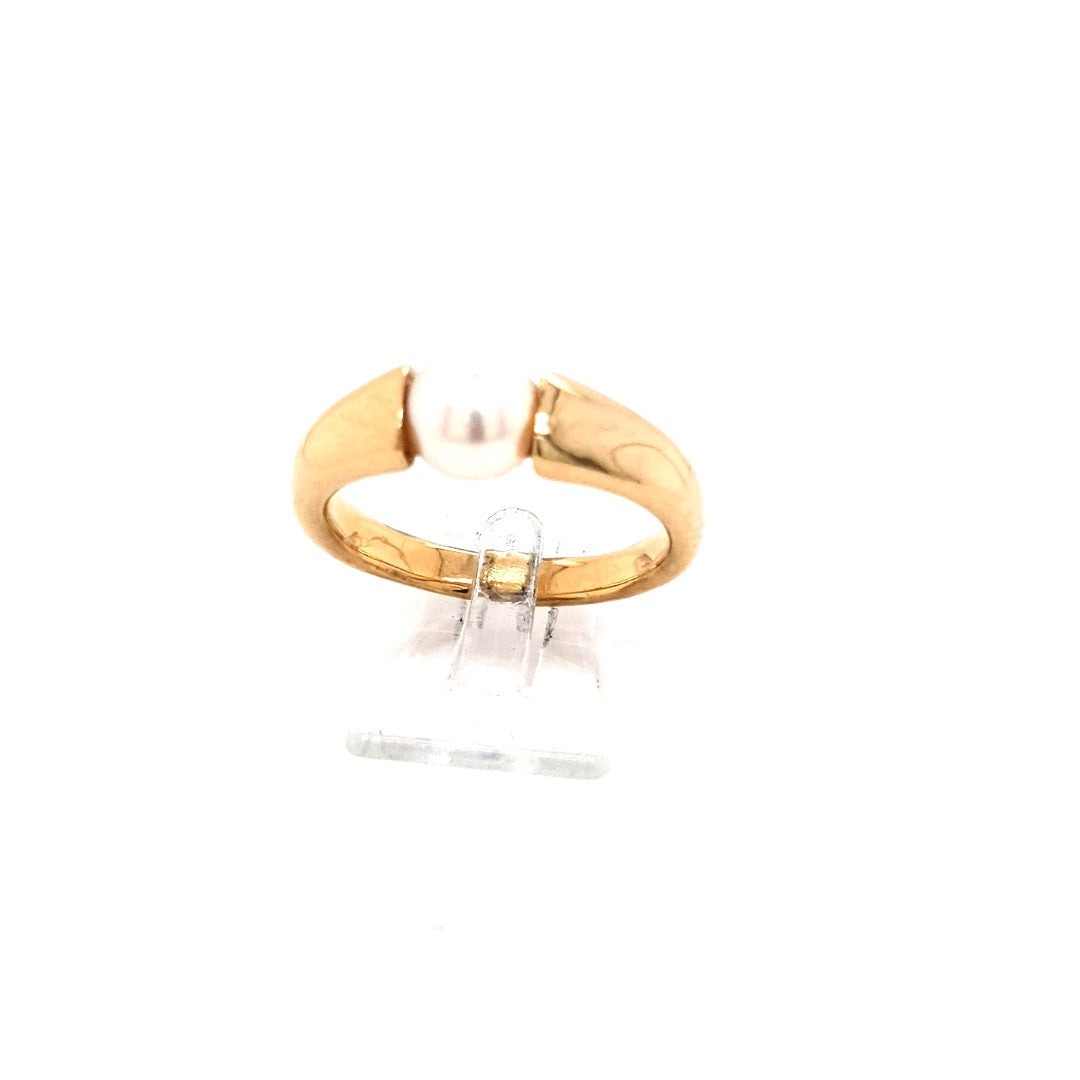 Damen Ring Gelbgold 750/18 kt Akoyaperle *65* Massiv 10,5 gr Schmuck 207446