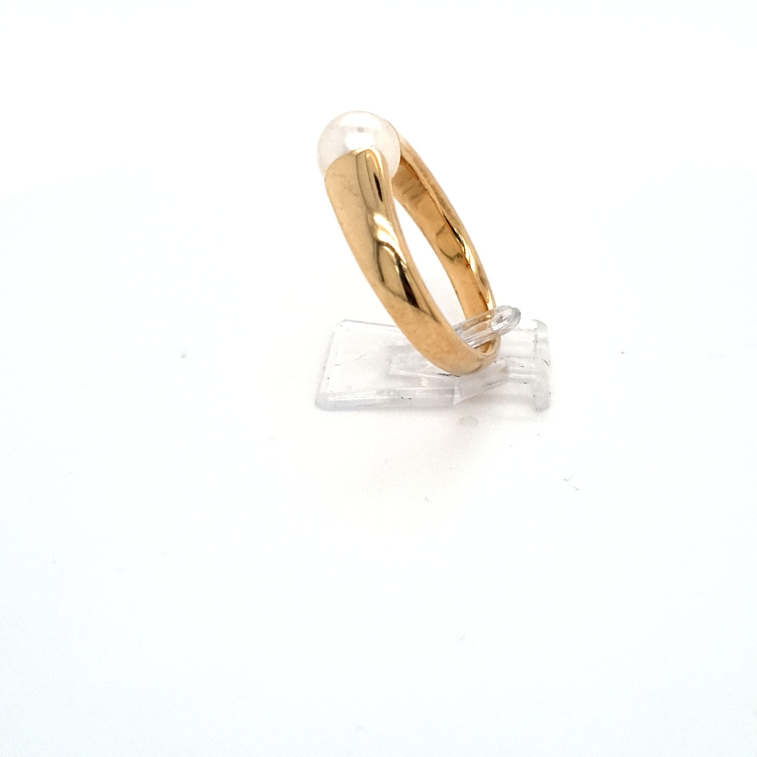 Damen Ring Gelbgold 750/18 kt Akoyaperle *65* Massiv 10,5 gr Schmuck 207446