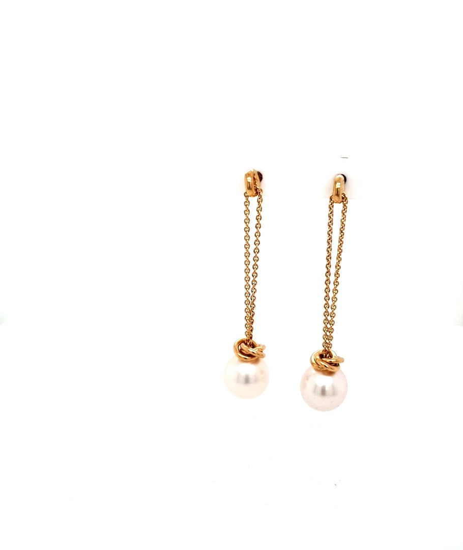 Damen Ohrringe Hänger Gelbgold 750  18 kt Perle Schmuck 207853