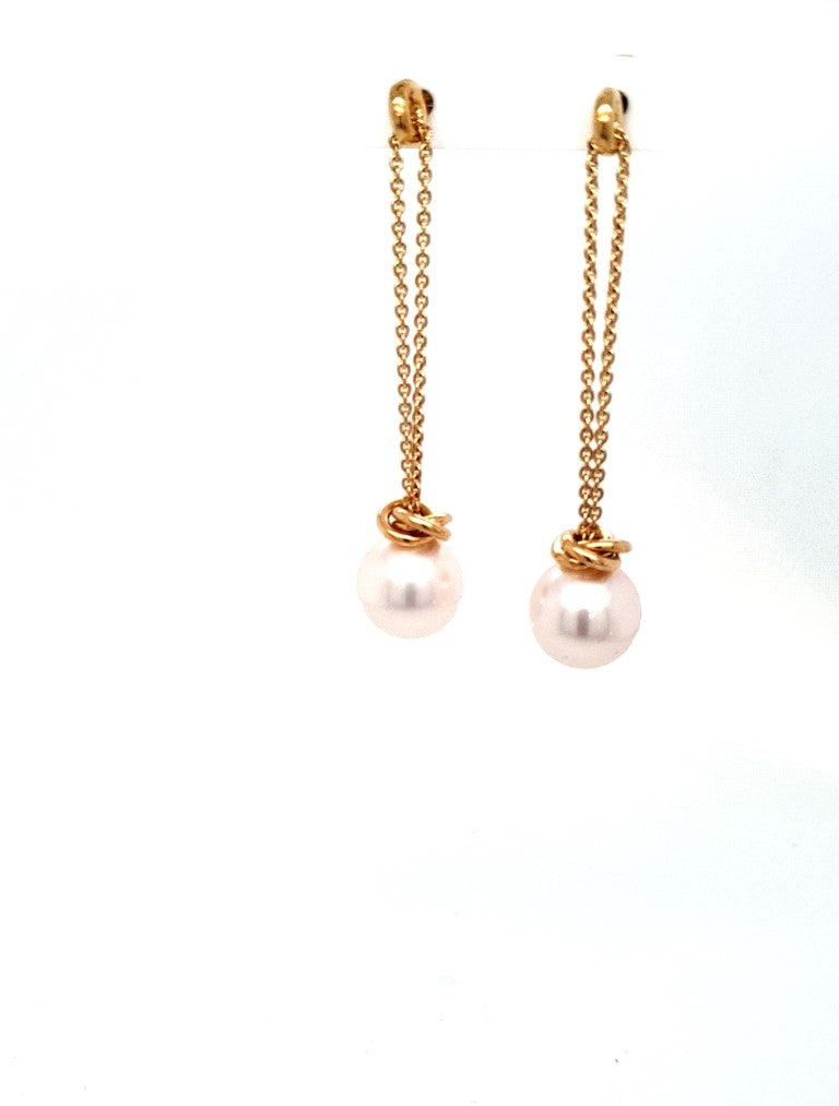 Damen Ohrringe Hänger Gelbgold 750  18 kt Perle Schmuck 207853