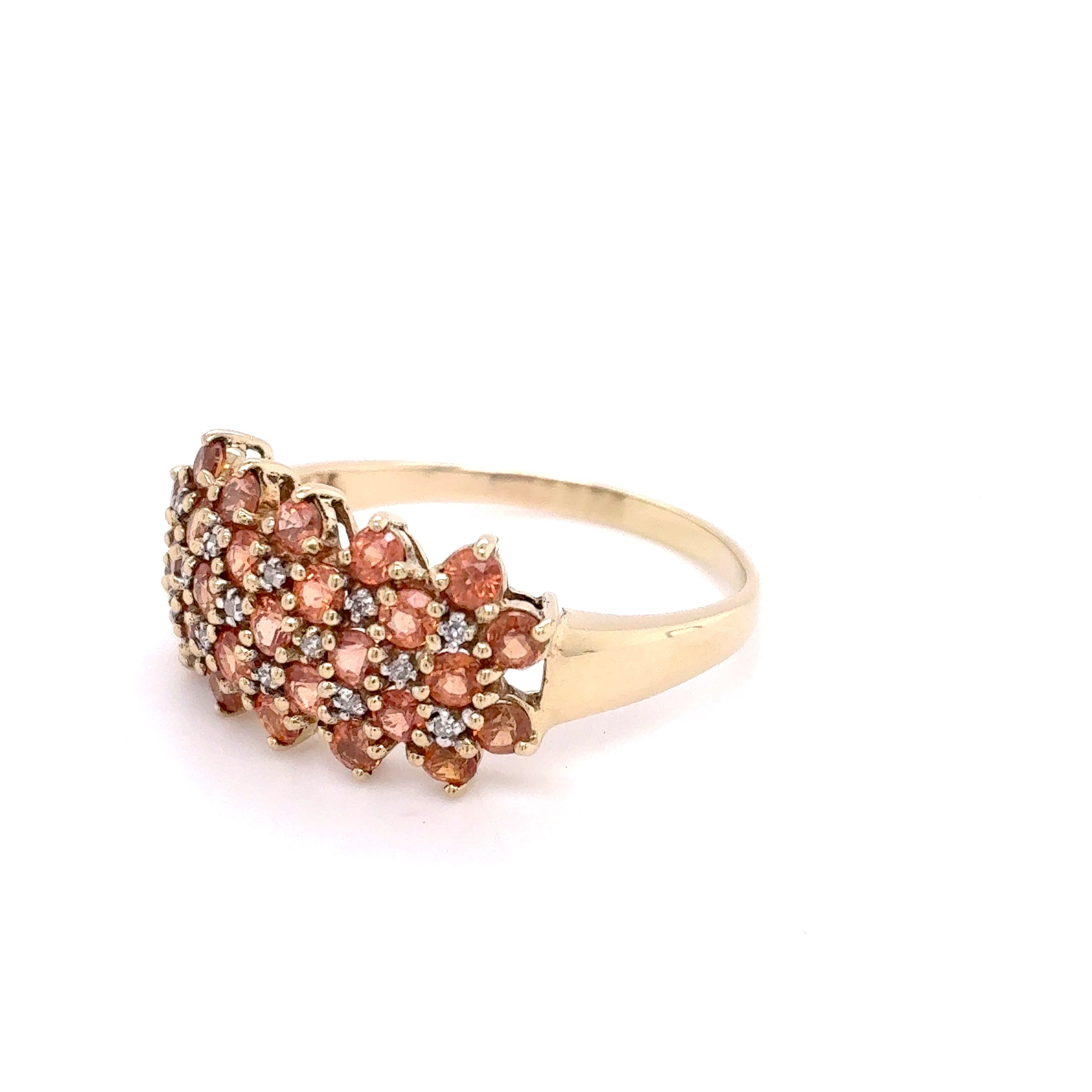 Ring mit Farbstein Orange Weiß 375 Gelbgold 9kt Gold Gr. 66