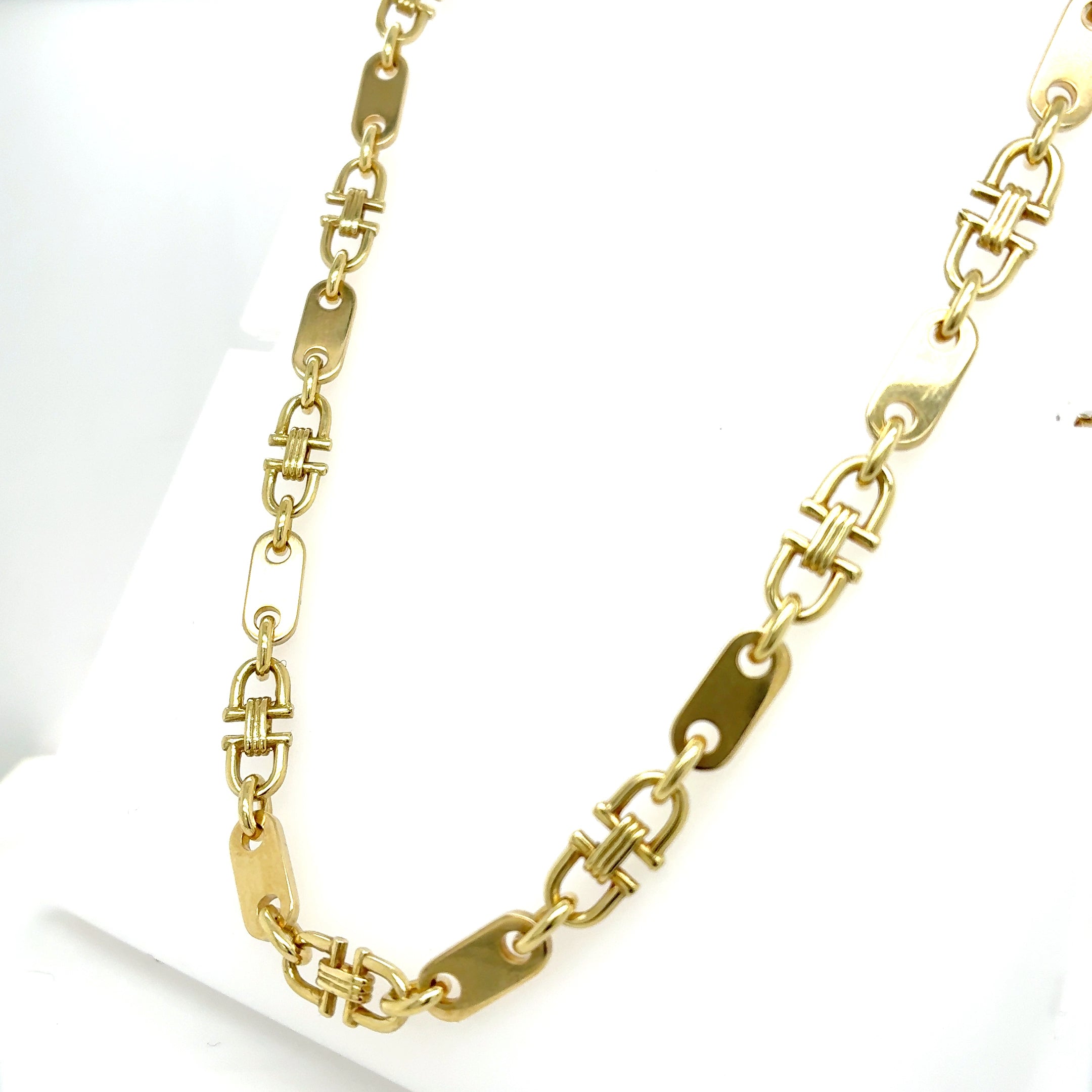 Platten Steigbügel Kette Gold 585 Gelbgold 14kt L:ca.50cm