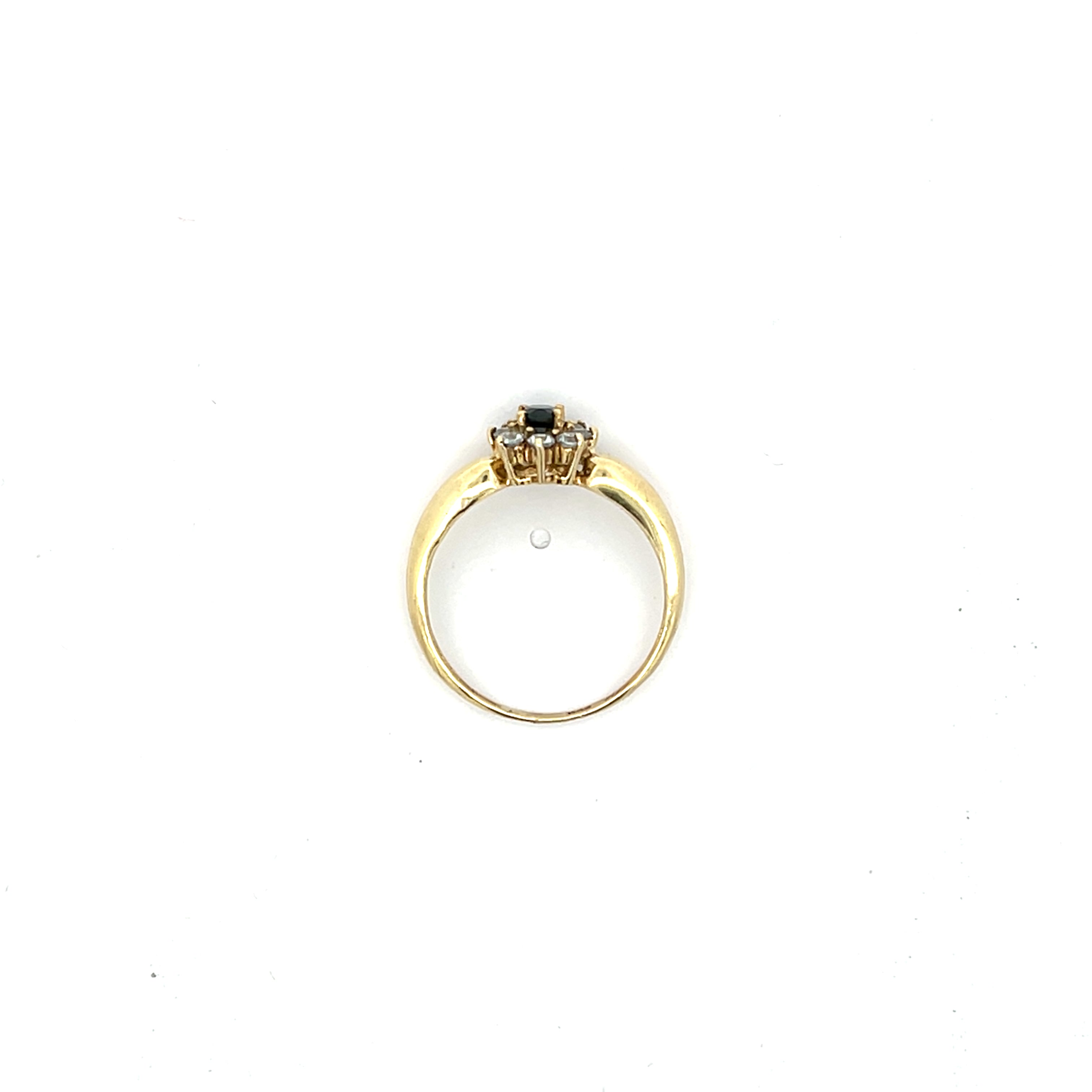 Damenring Gelb Gold 333 8 Karat Zirkonia und Farbstein schwarz Blume