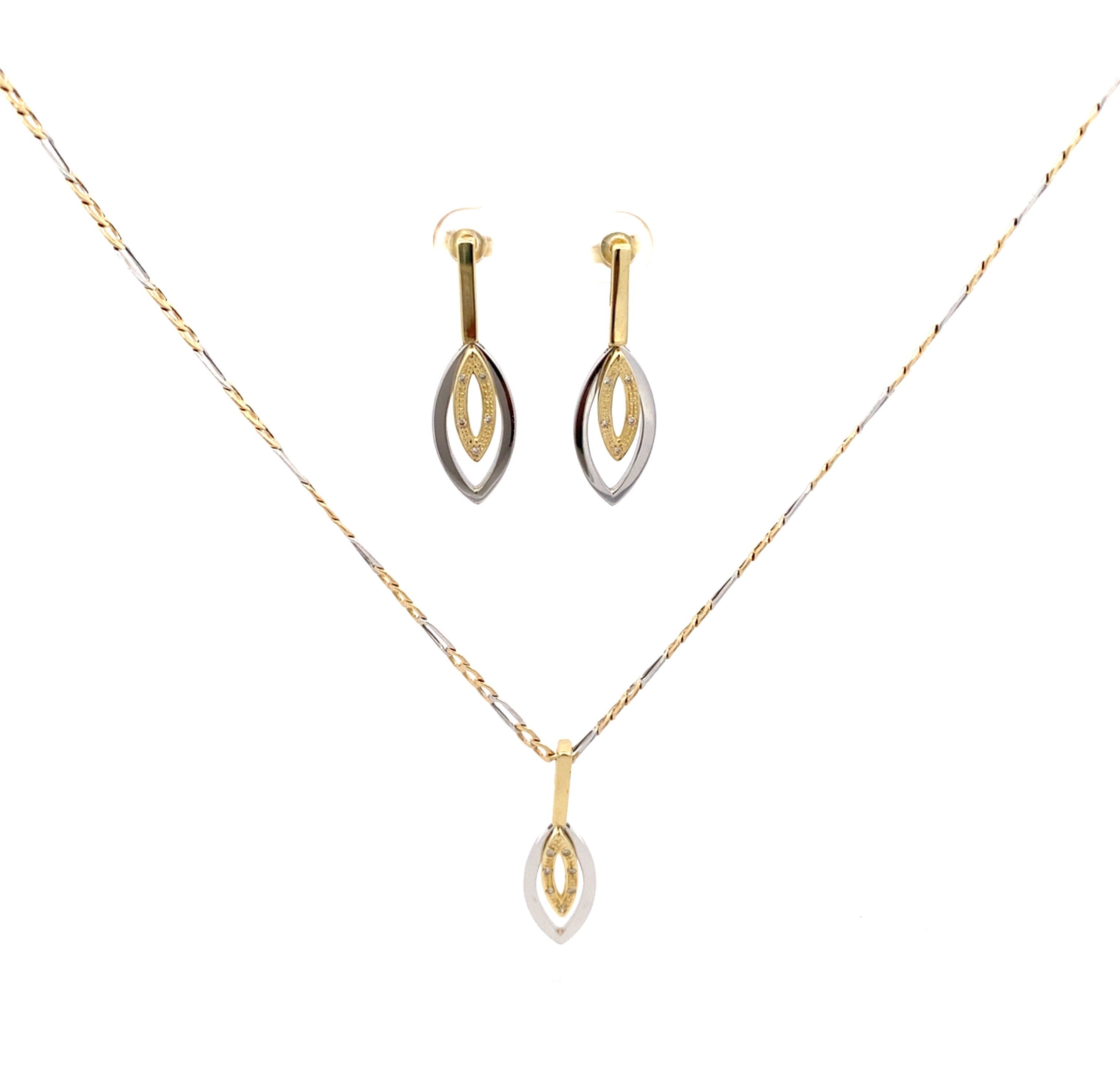 Schmuckset Gelbgold und Weißgold 585 mit Brillanten