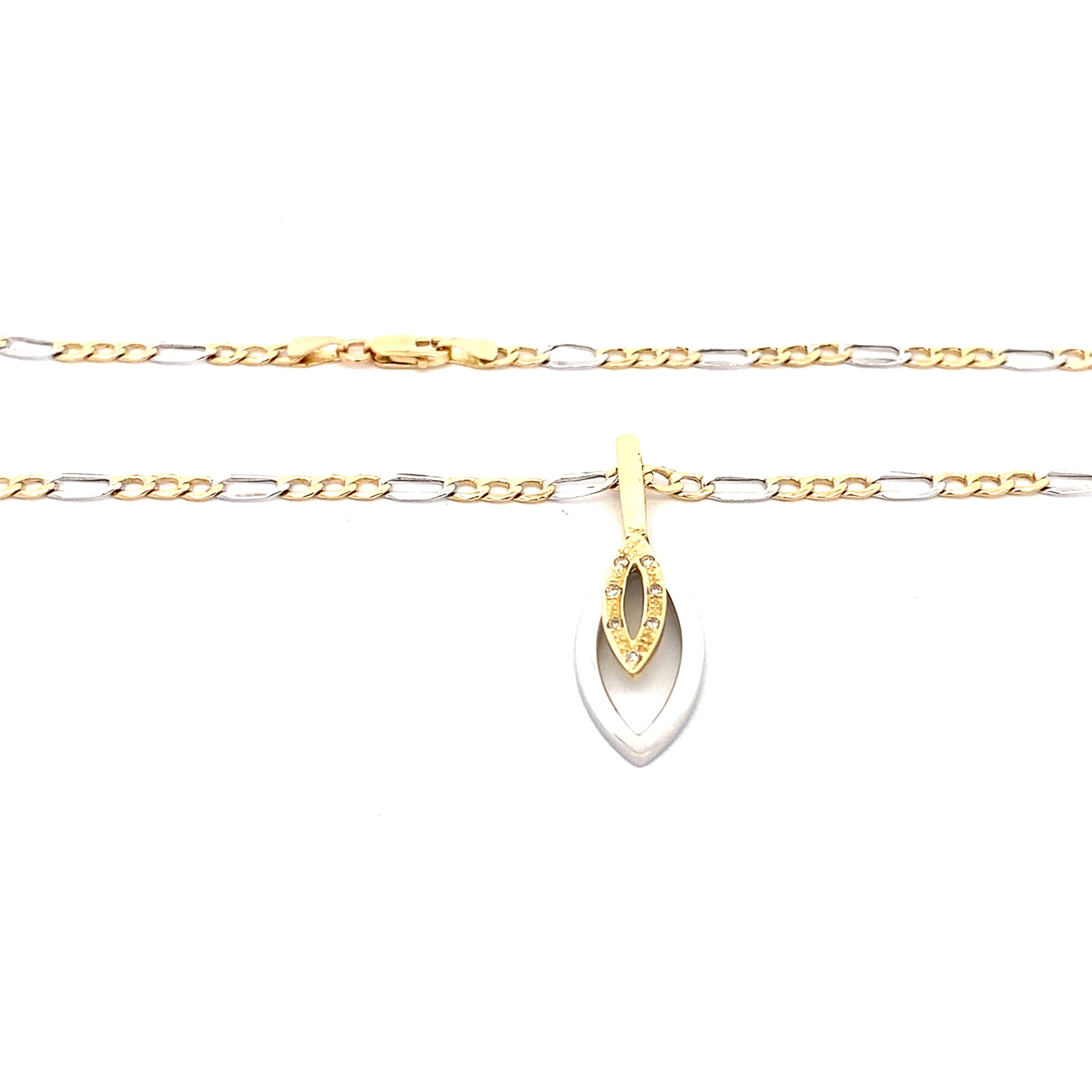 Schmuckset Gelbgold und Weißgold 585 mit Brillanten