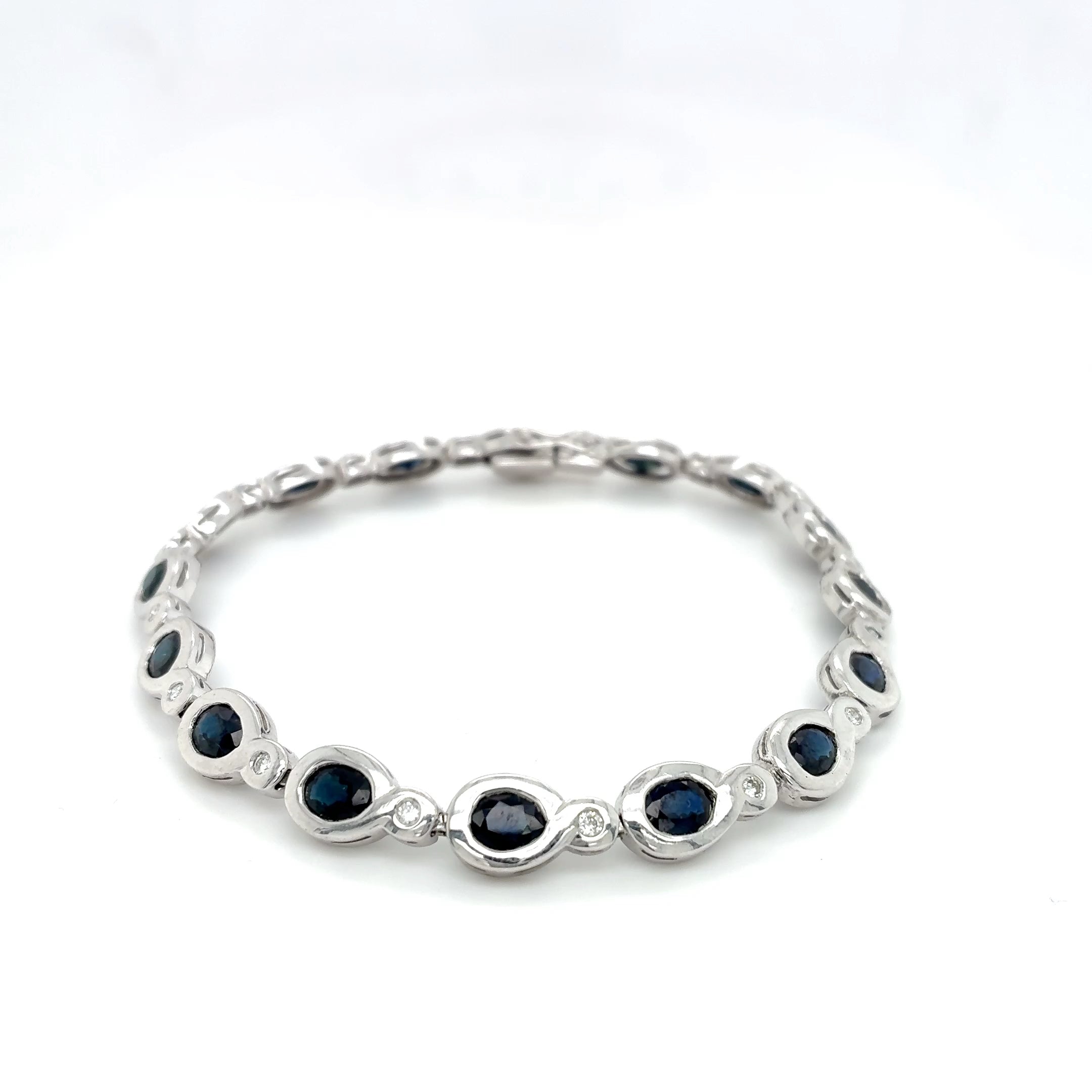 Armband Gold 585 Weißgold 14Kt Brillant Saphire L: 20cm