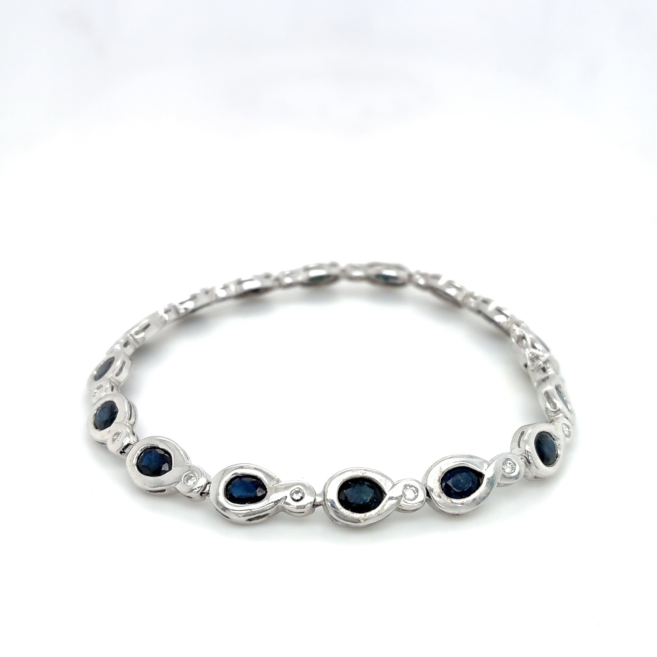 Armband Gold 585 Weißgold 14Kt Brillant Saphire L: 20cm