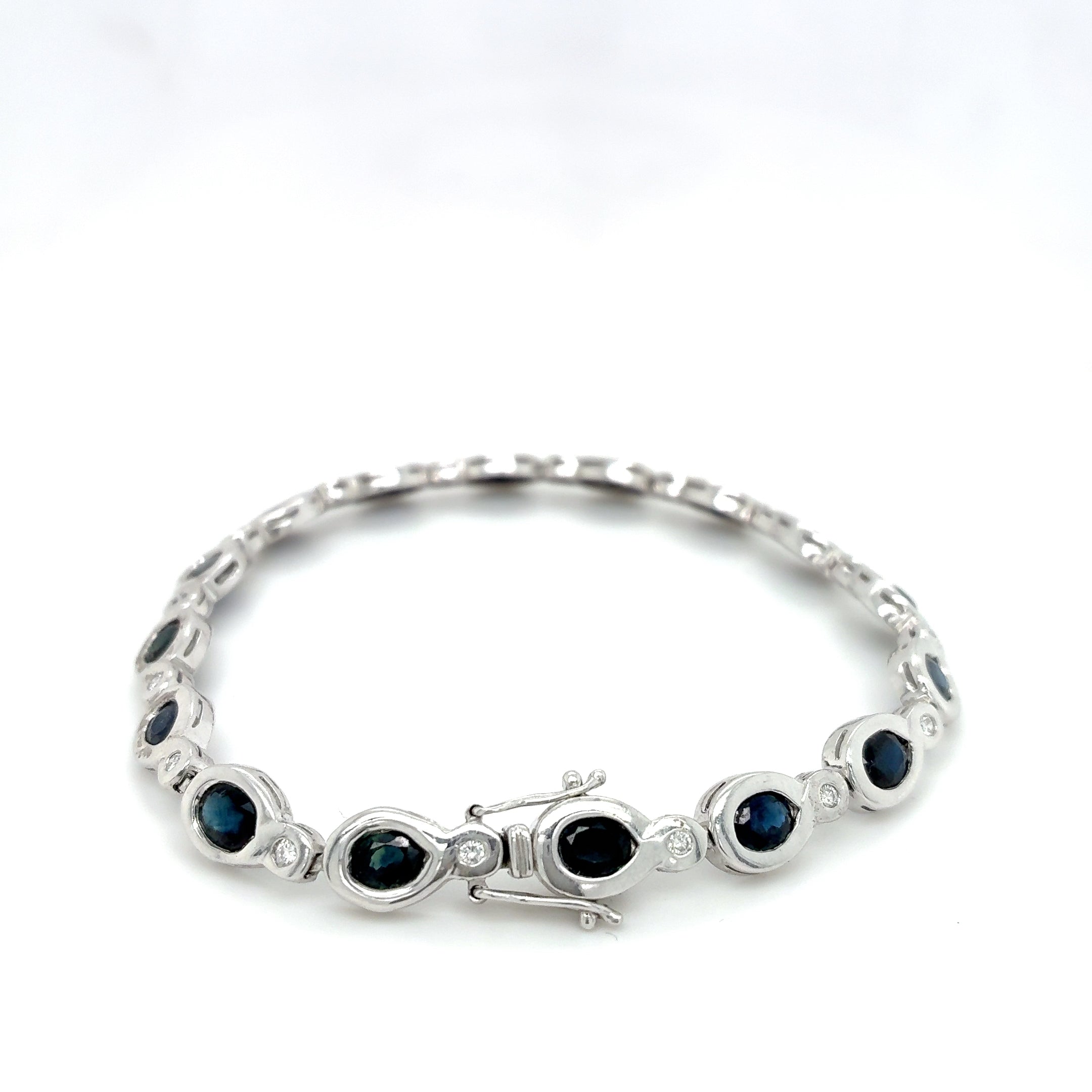 Armband Gold 585 Weißgold 14Kt Brillant Saphire L: 20cm